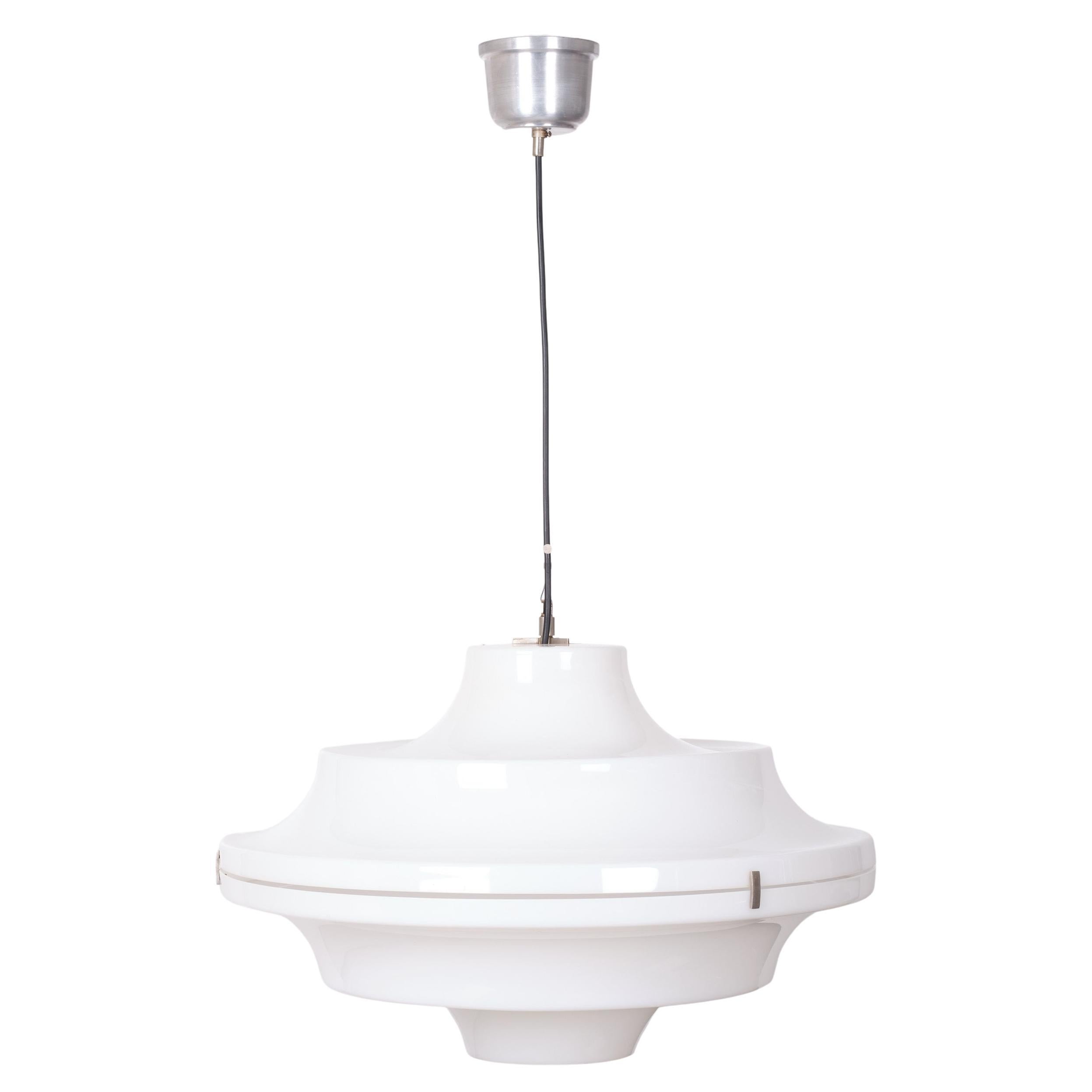 White Acrylic Ceiling Lamp Yki Nummi Style 1970s Italy For Sale