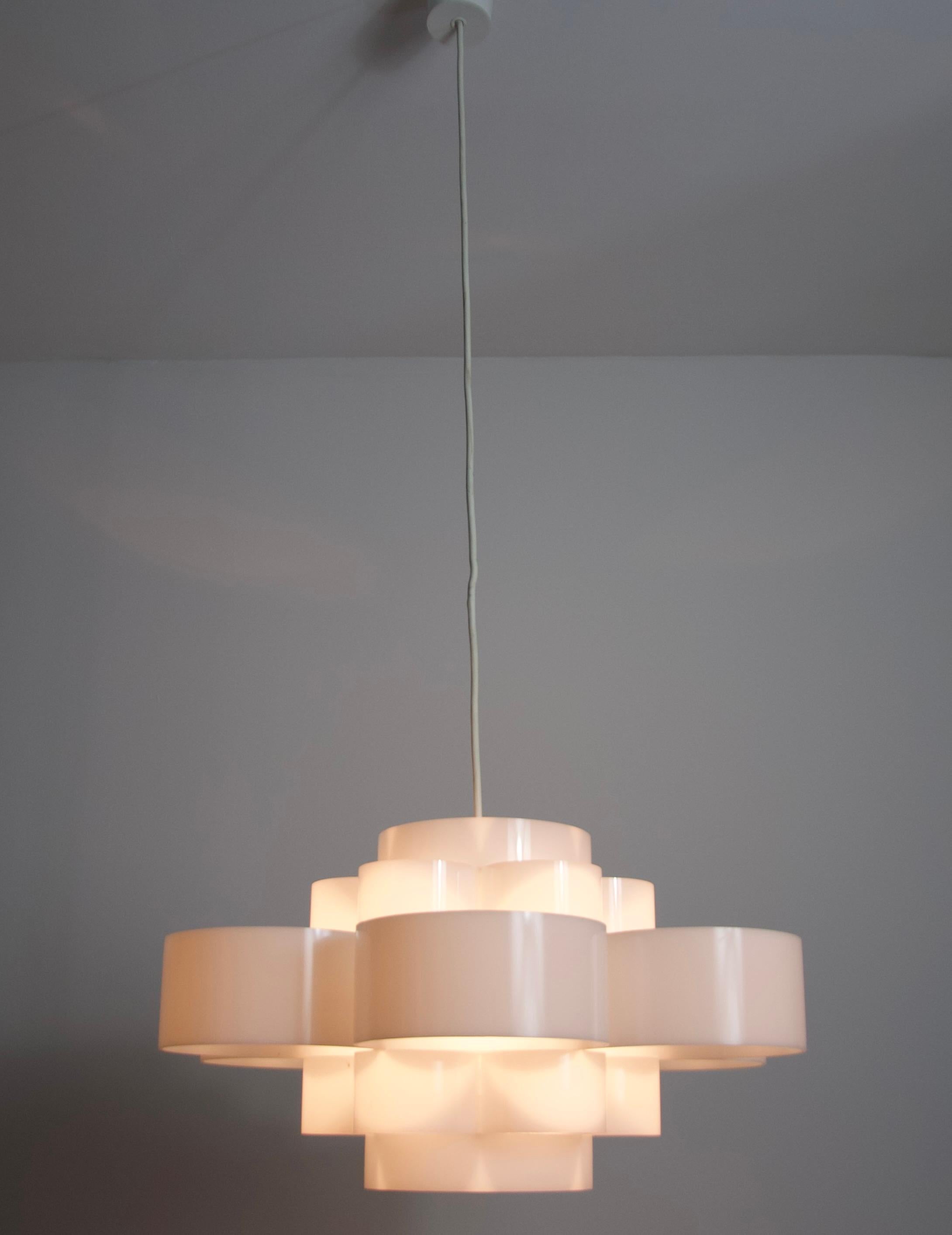 White Acrylic Glass Pendant Lamp, Germany, 1970s For Sale 3