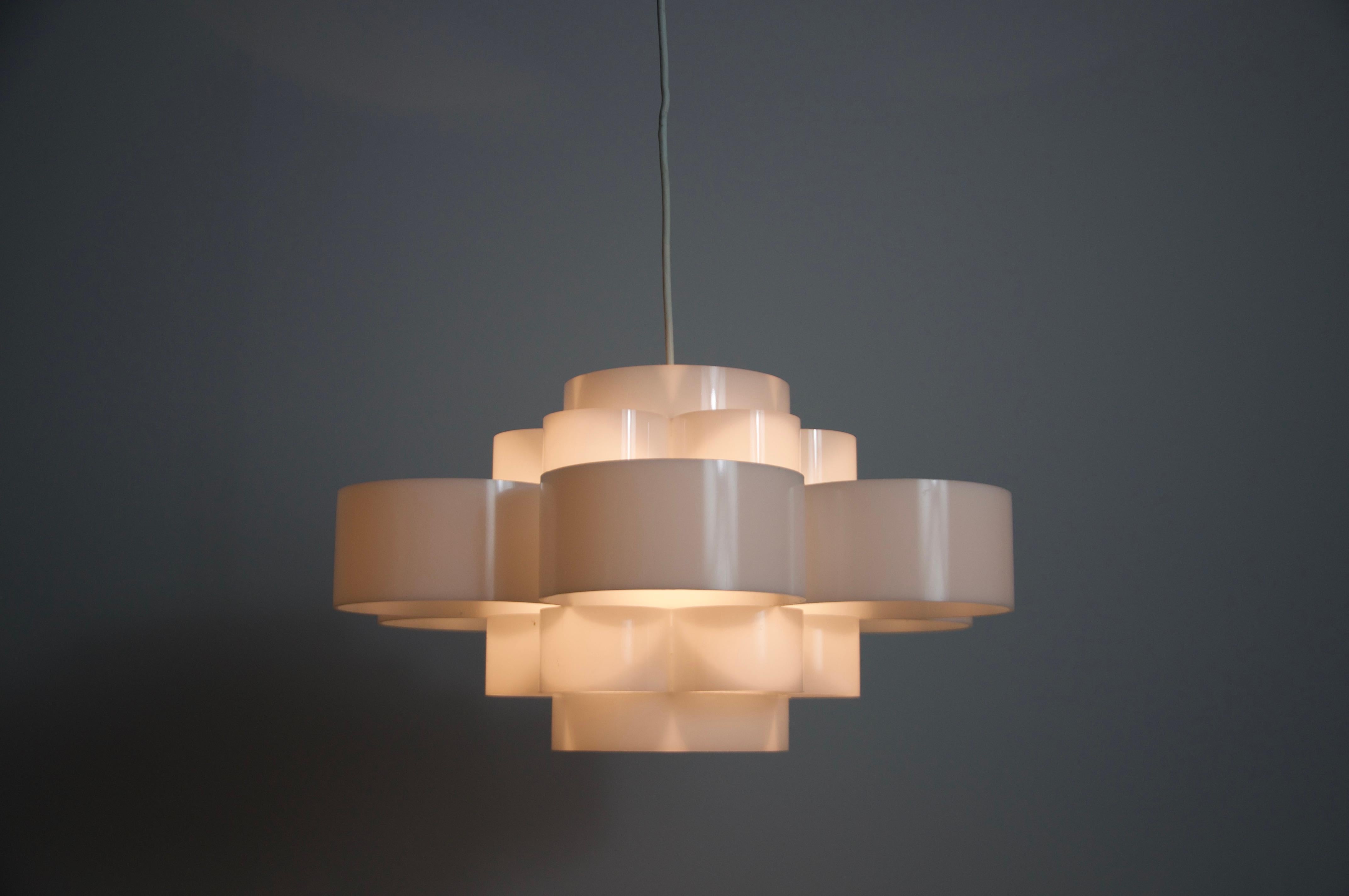 White Acrylic Glass Pendant Lamp, Germany, 1970s For Sale 4