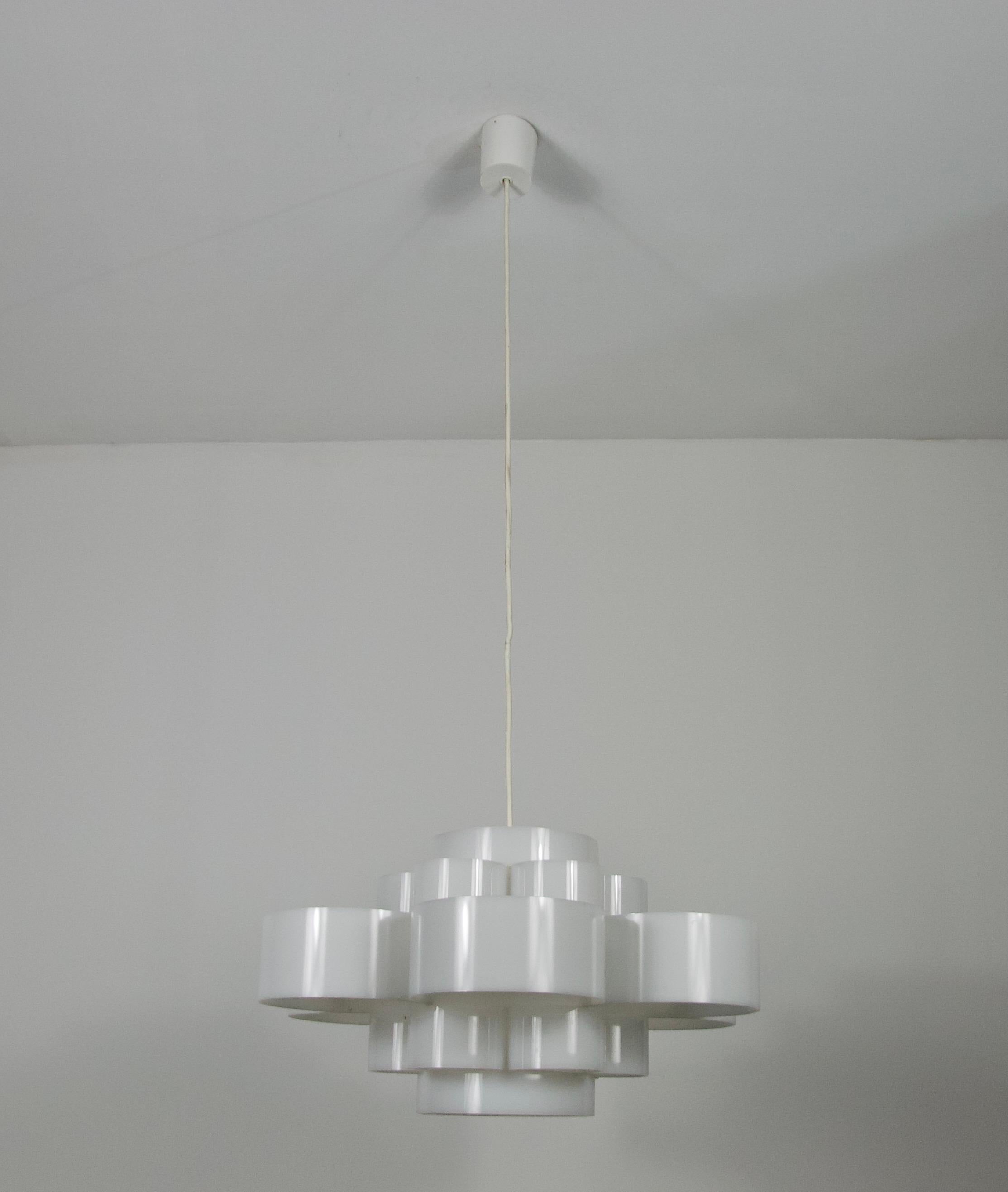 Hollywood Regency White Acrylic Glass Pendant Lamp, Germany, 1970s For Sale