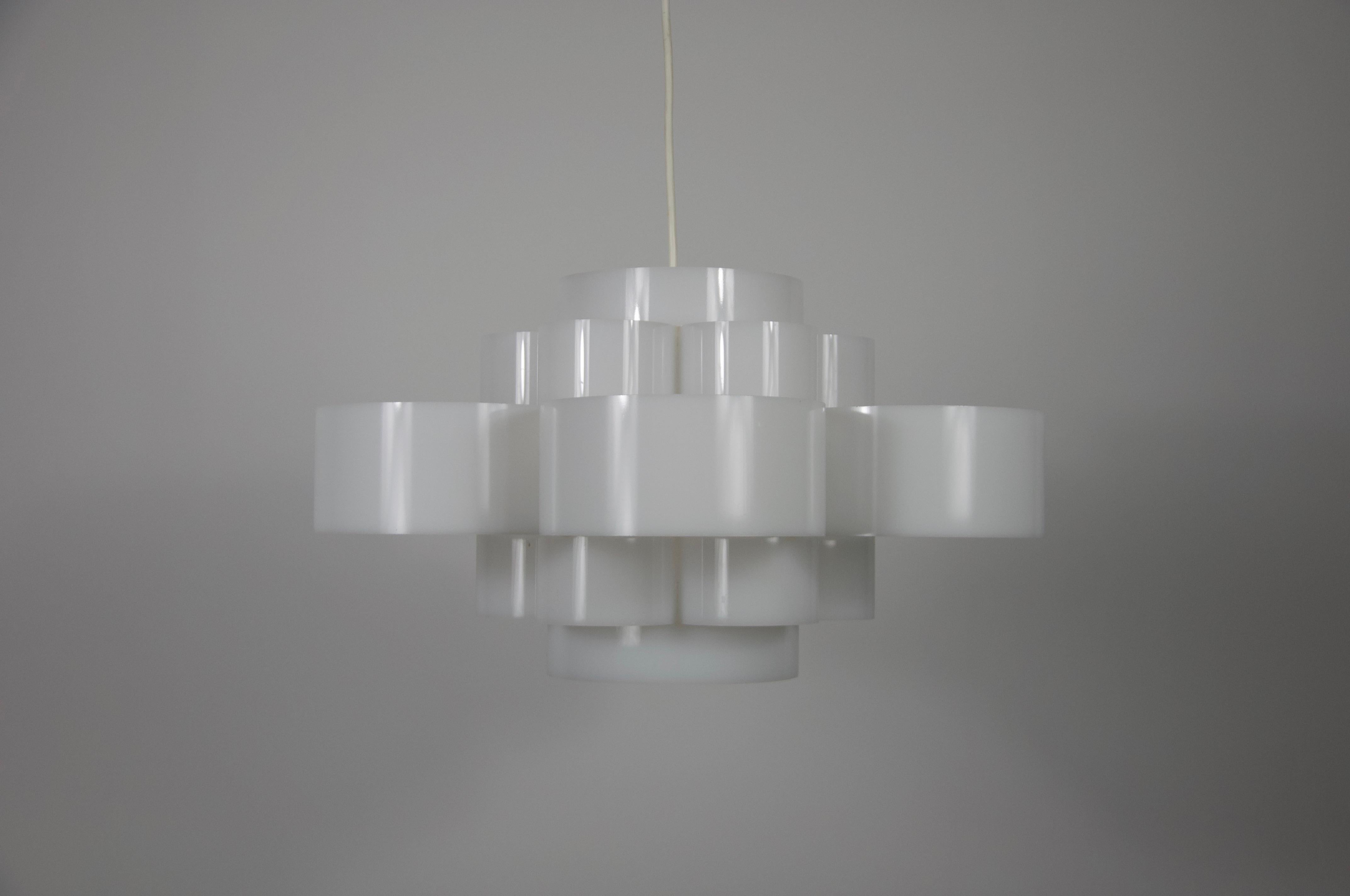 Hand-Crafted White Acrylic Glass Pendant Lamp, Germany, 1970s For Sale