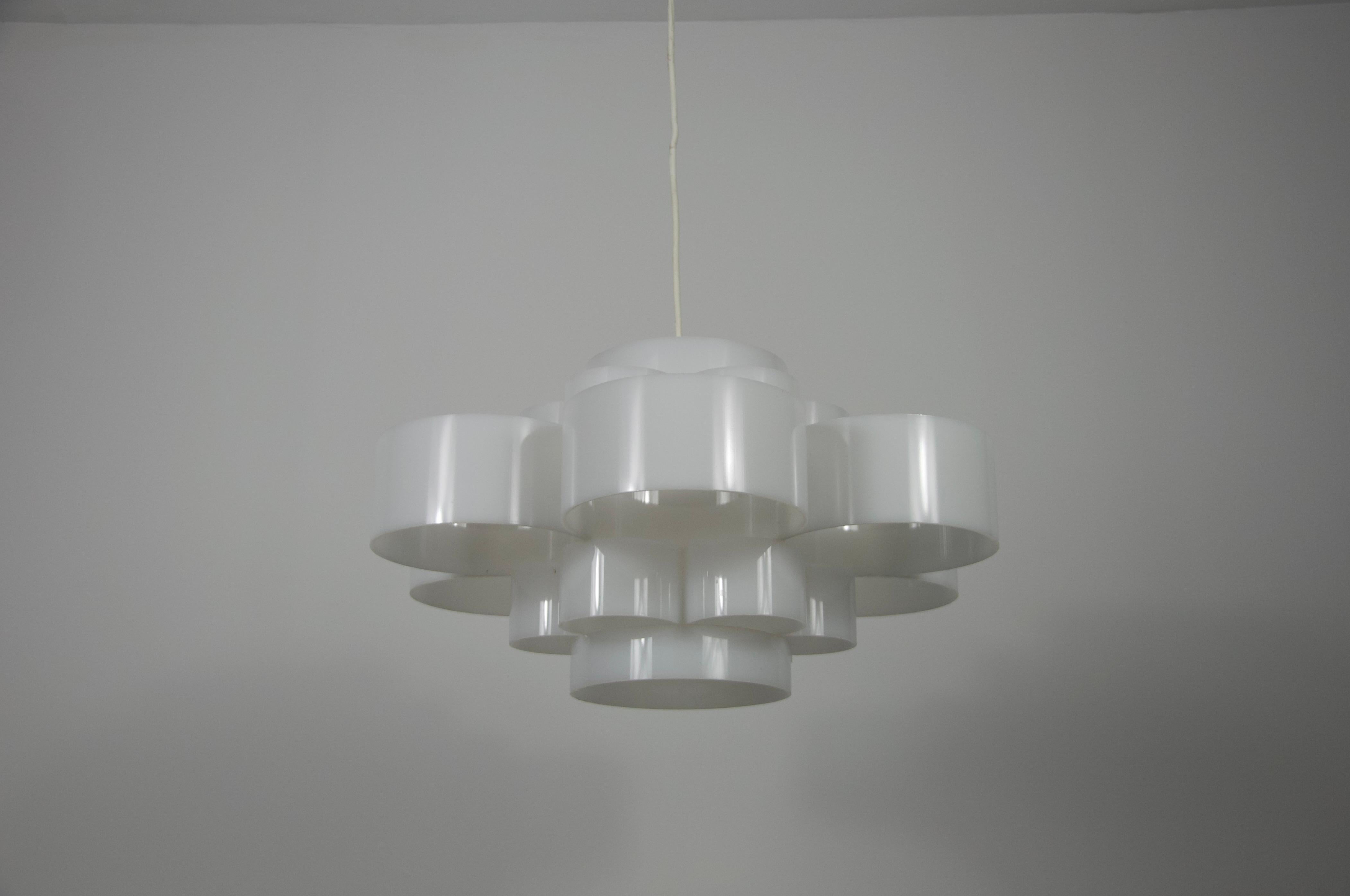 Late 20th Century White Acrylic Glass Pendant Lamp, Germany, 1970s For Sale