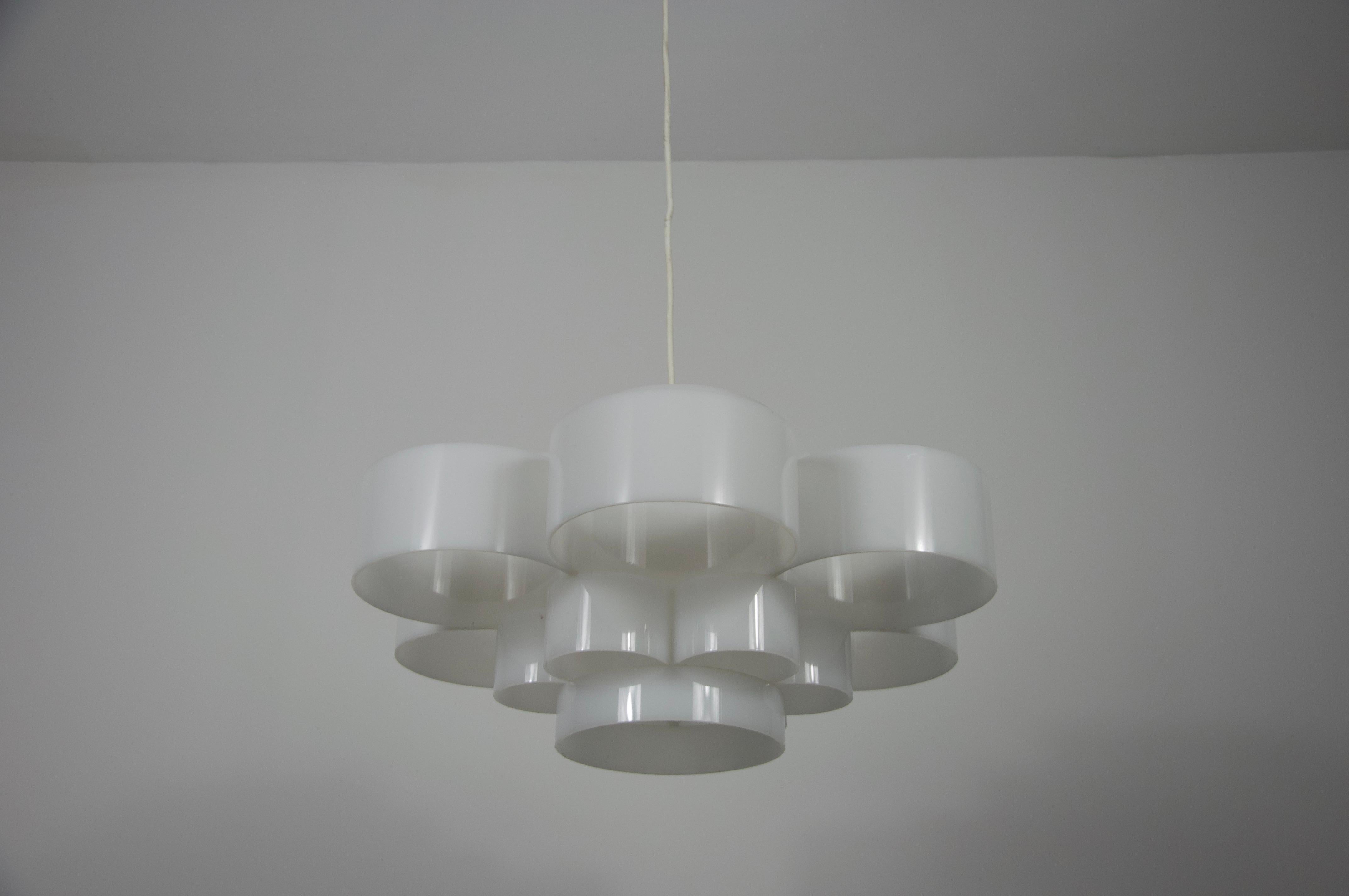 Plexiglass White Acrylic Glass Pendant Lamp, Germany, 1970s For Sale