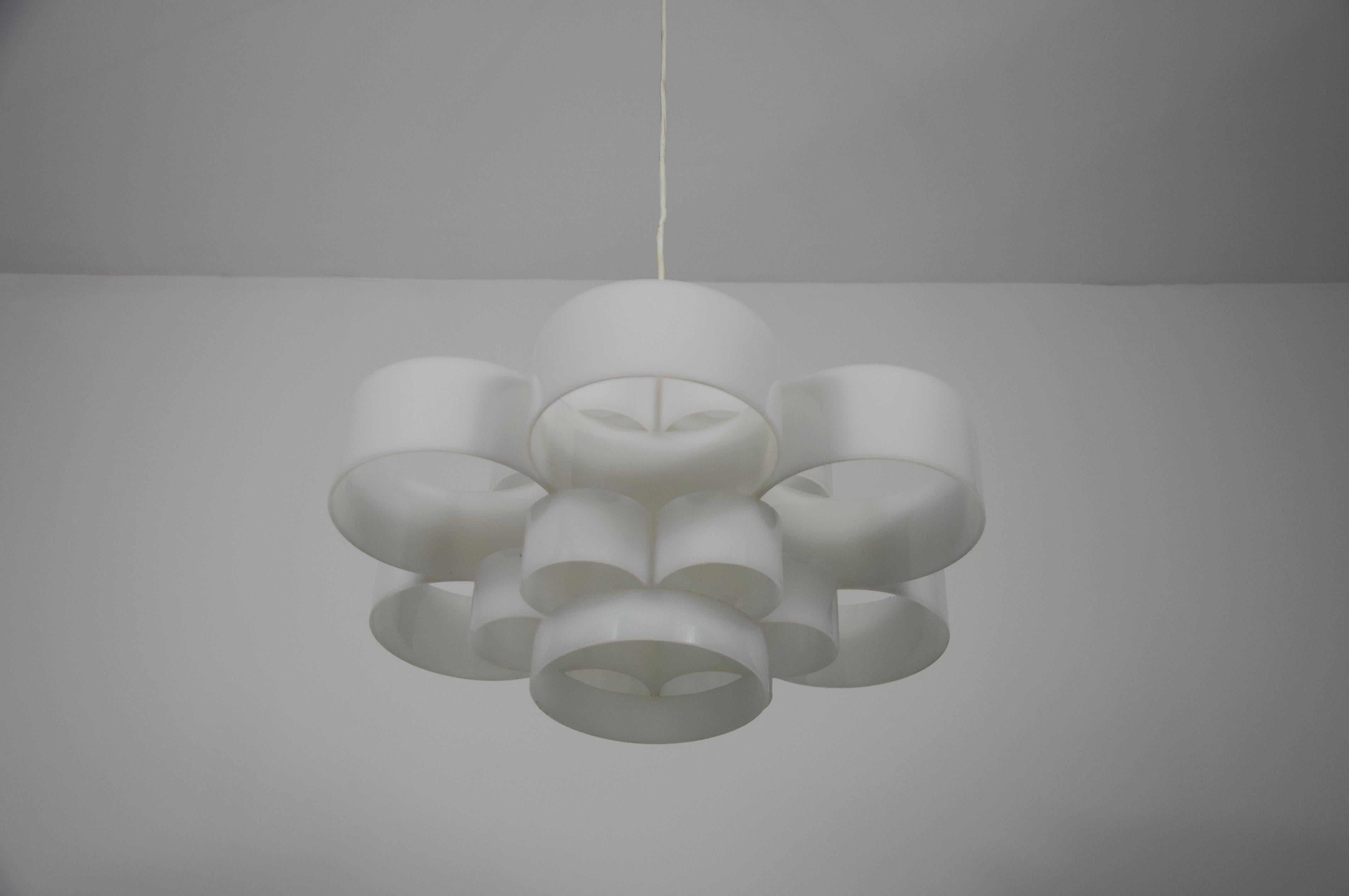 White Acrylic Glass Pendant Lamp, Germany, 1970s For Sale 1