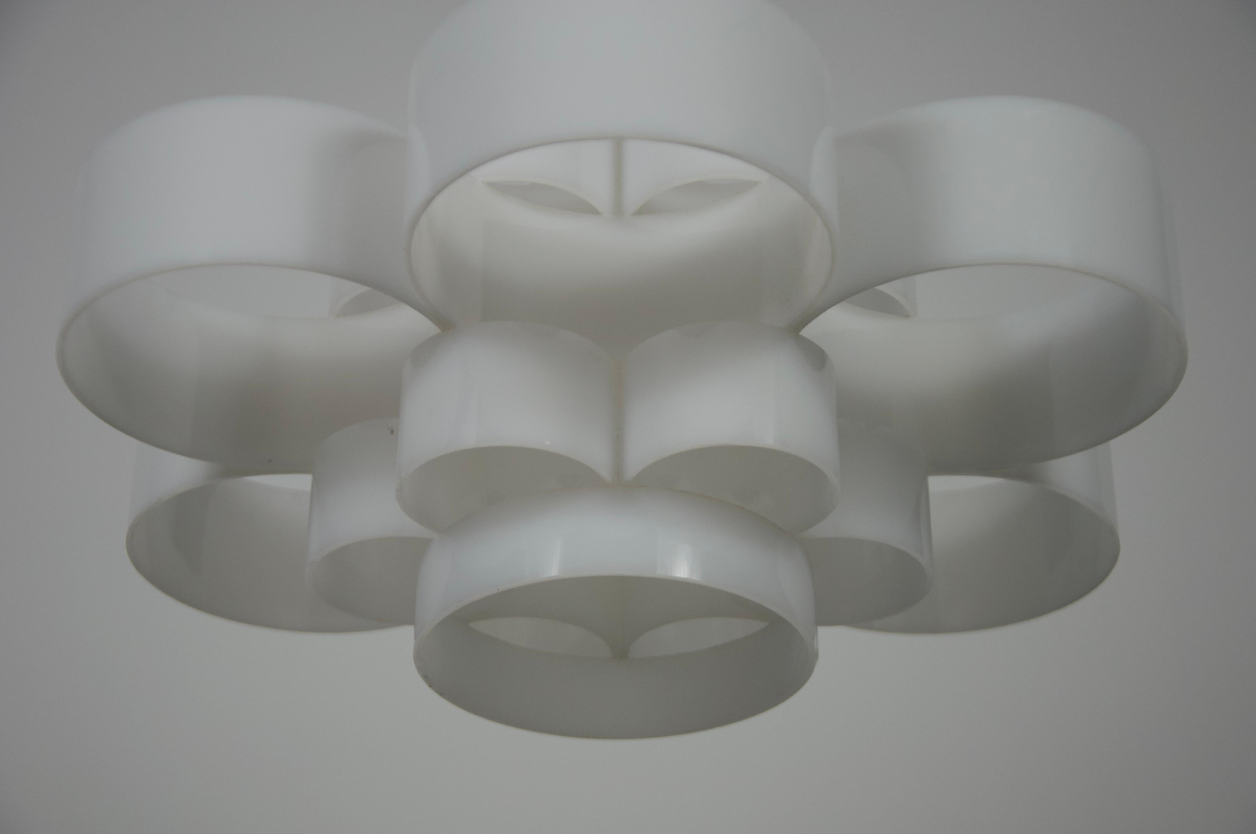 White Acrylic Glass Pendant Lamp, Germany, 1970s For Sale 2