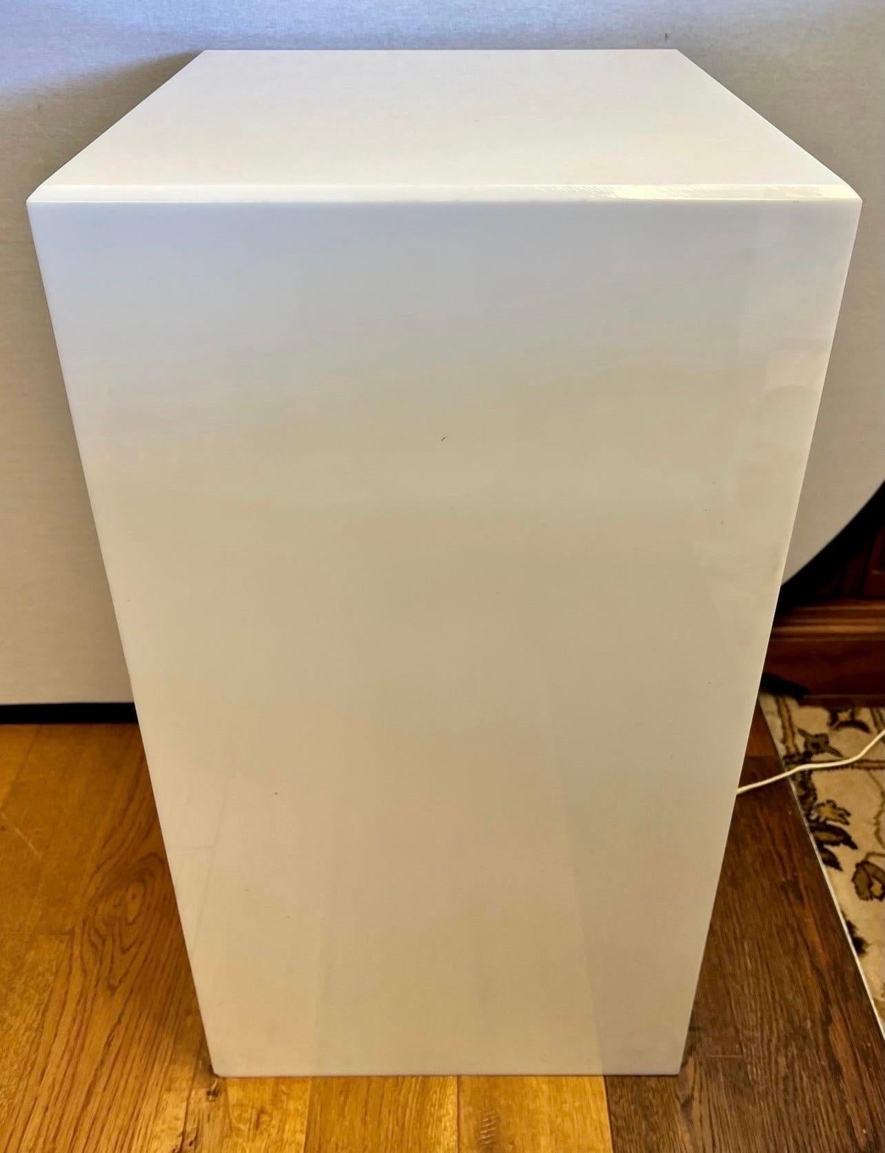 Mid-Century Modern White Acrylic Lighted Box Display Pedestal Stand