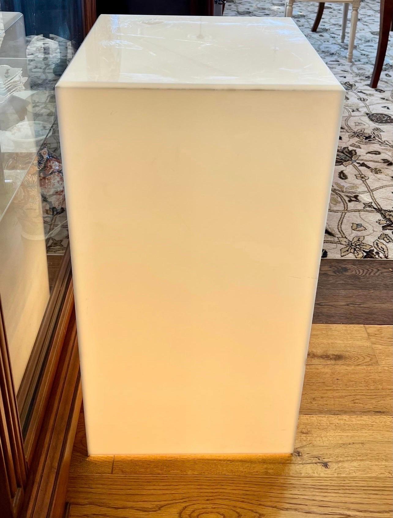 20th Century White Acrylic Lighted Box Display Pedestal Stand