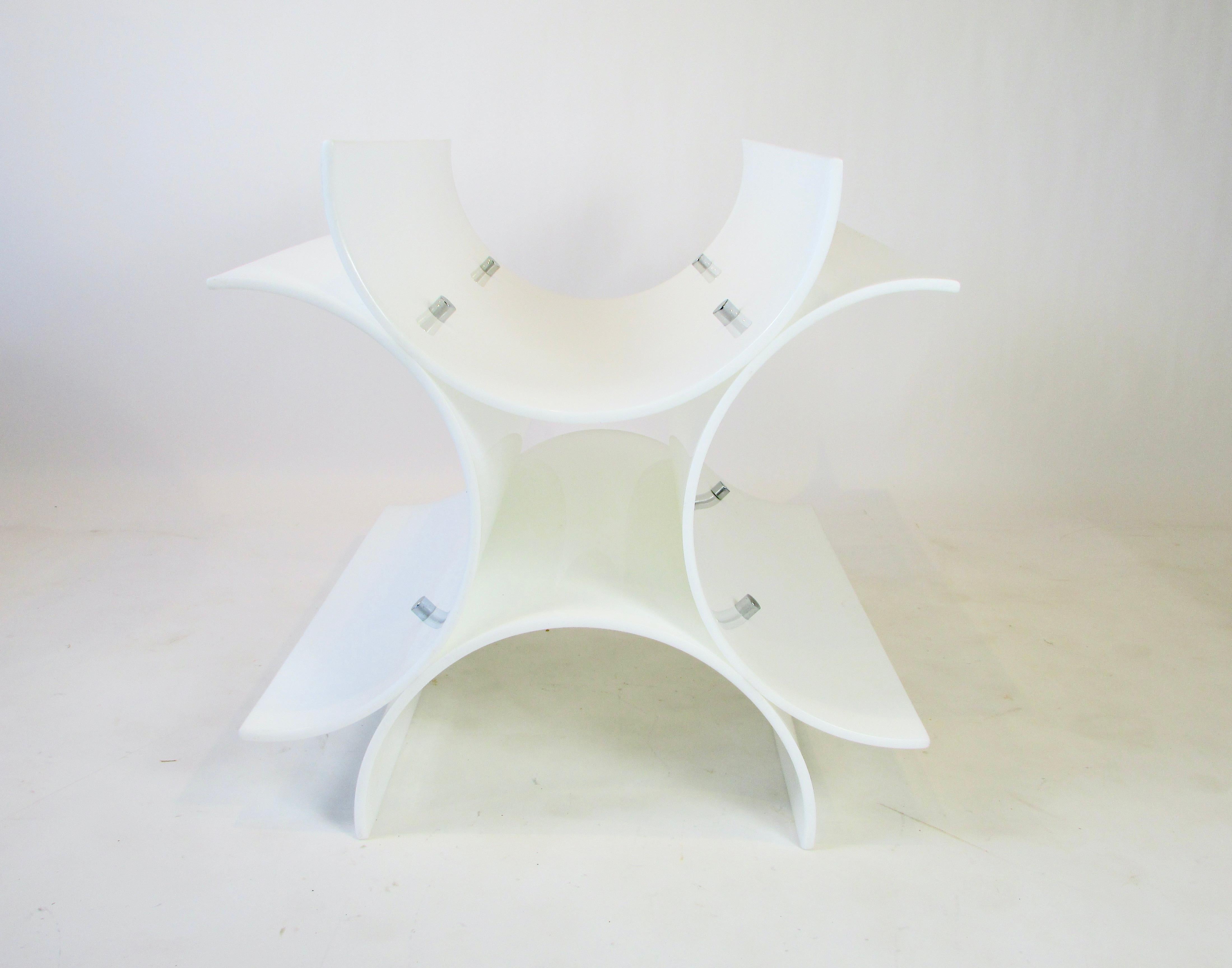 White Acrylic Lucite Dining Table Base Ready for Custom Top For Sale 3