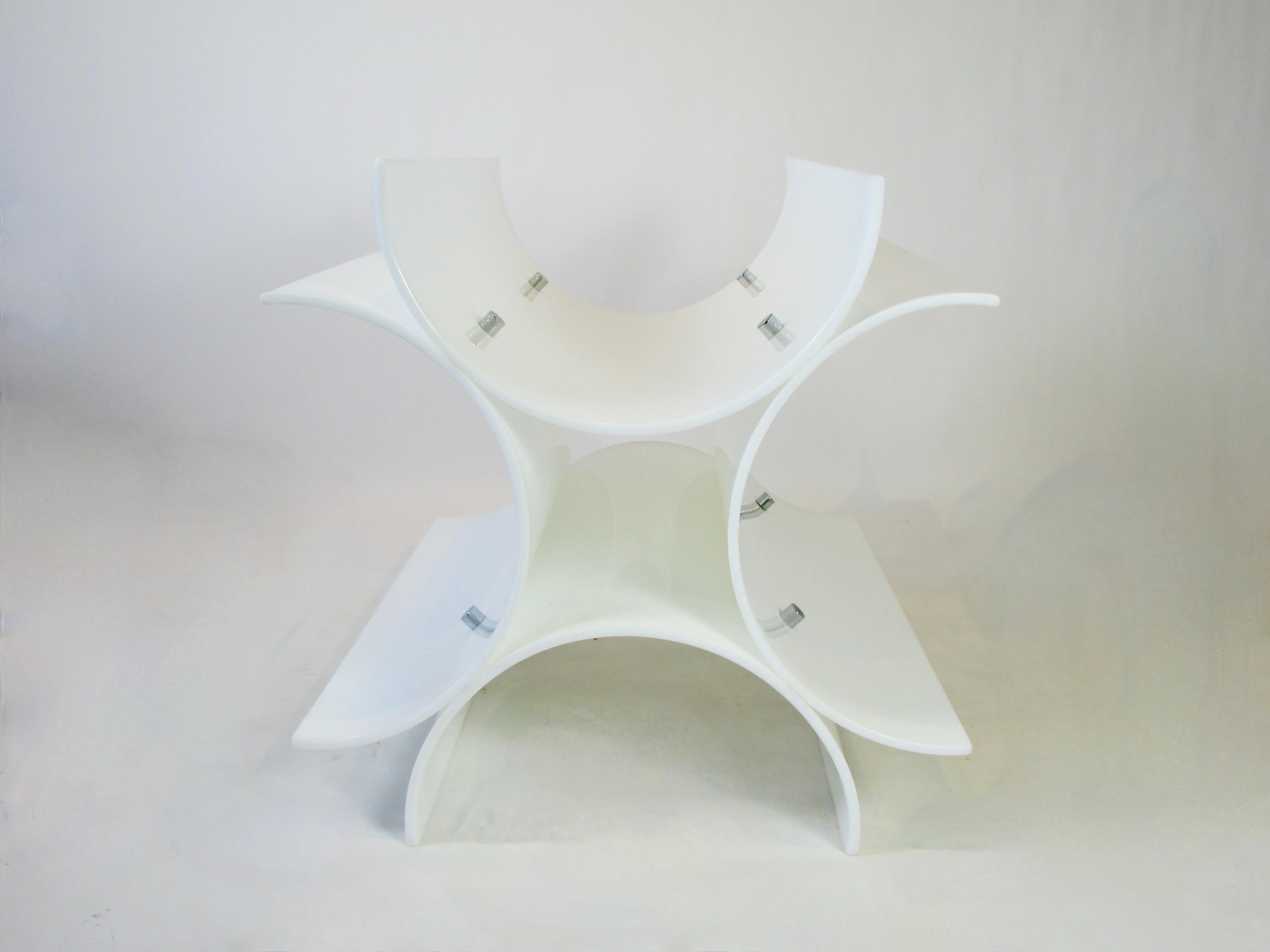 White Acrylic Lucite Dining Table Base Ready for Custom Top For Sale 4