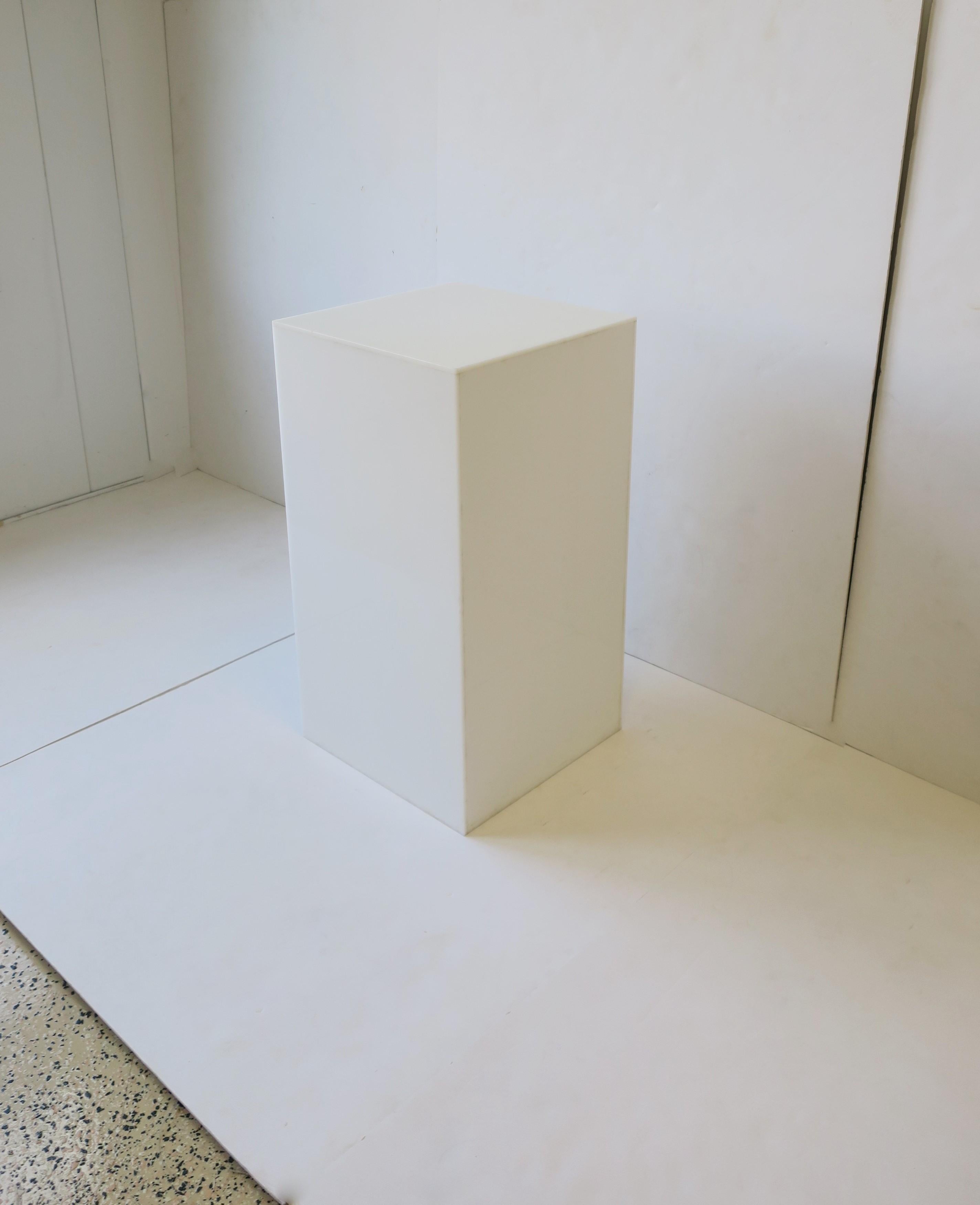 Modern White Acrylic Pedestal Pillar Column Stand or End Table