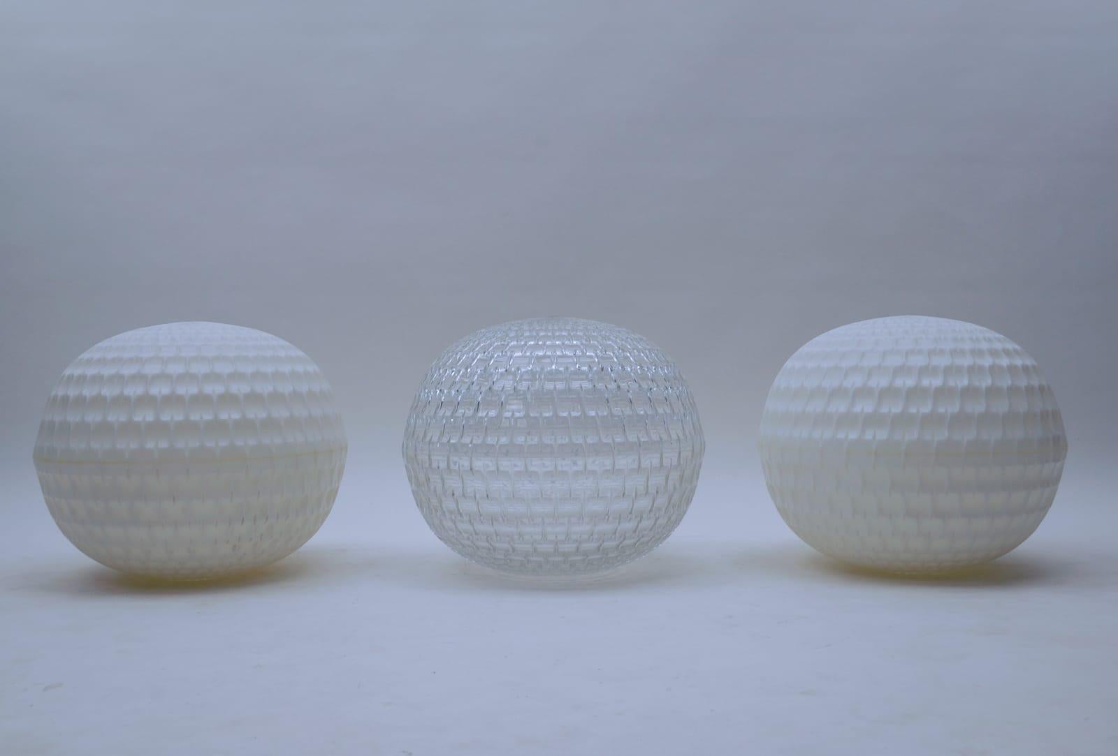 German White Acrylic Pendant Golf Ball Lamp by Aloys F. Gangkofner, Erco Leuchten 1960s For Sale