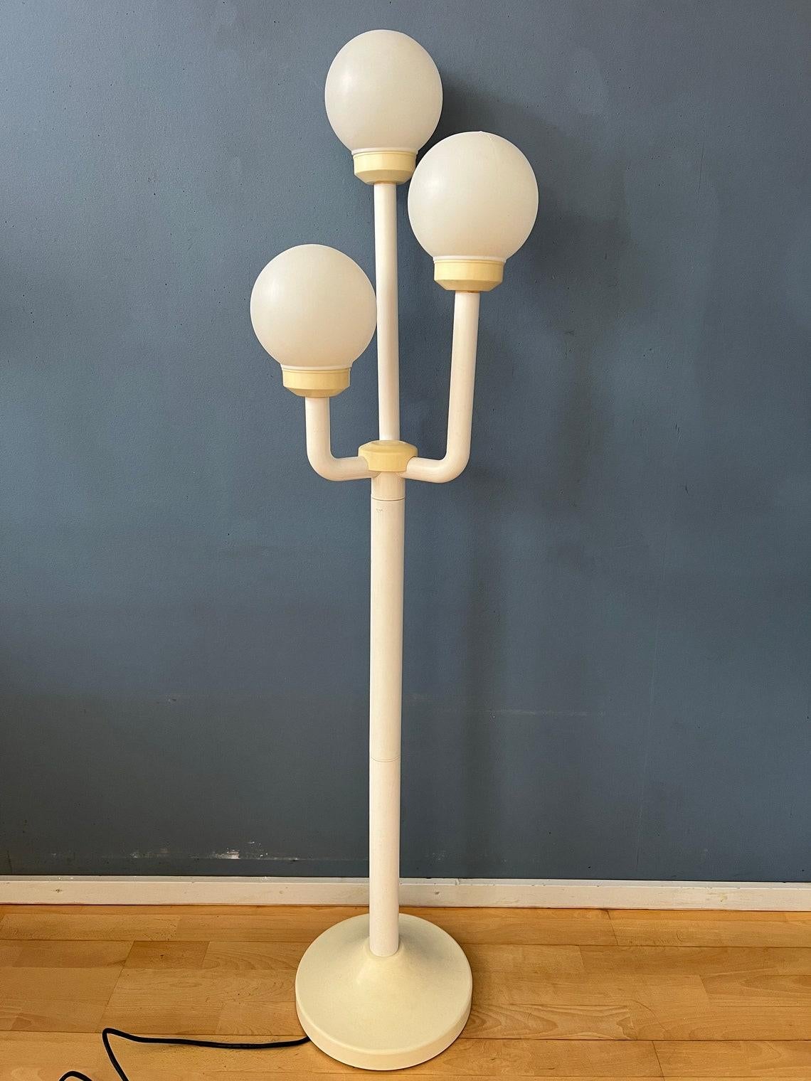 Metal White Acrylic Space Age Floor Lamp, 1970s For Sale