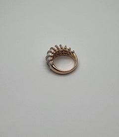 White Agate Cabochon White Diamonds 18 Karat Rose Gold Statement Unique Ring