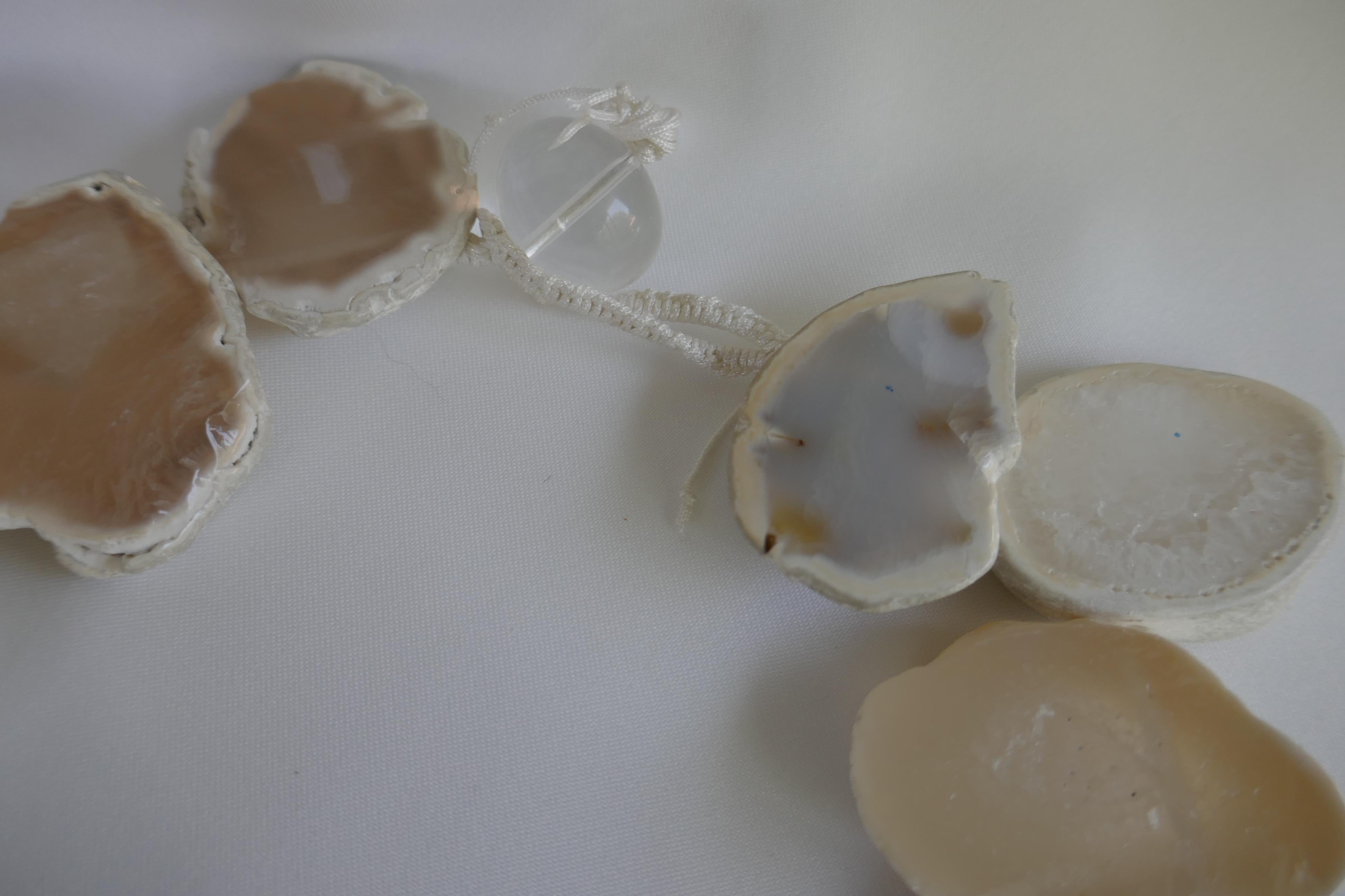 White Agate Natural Geods Gemstone Necklace For Sale 1