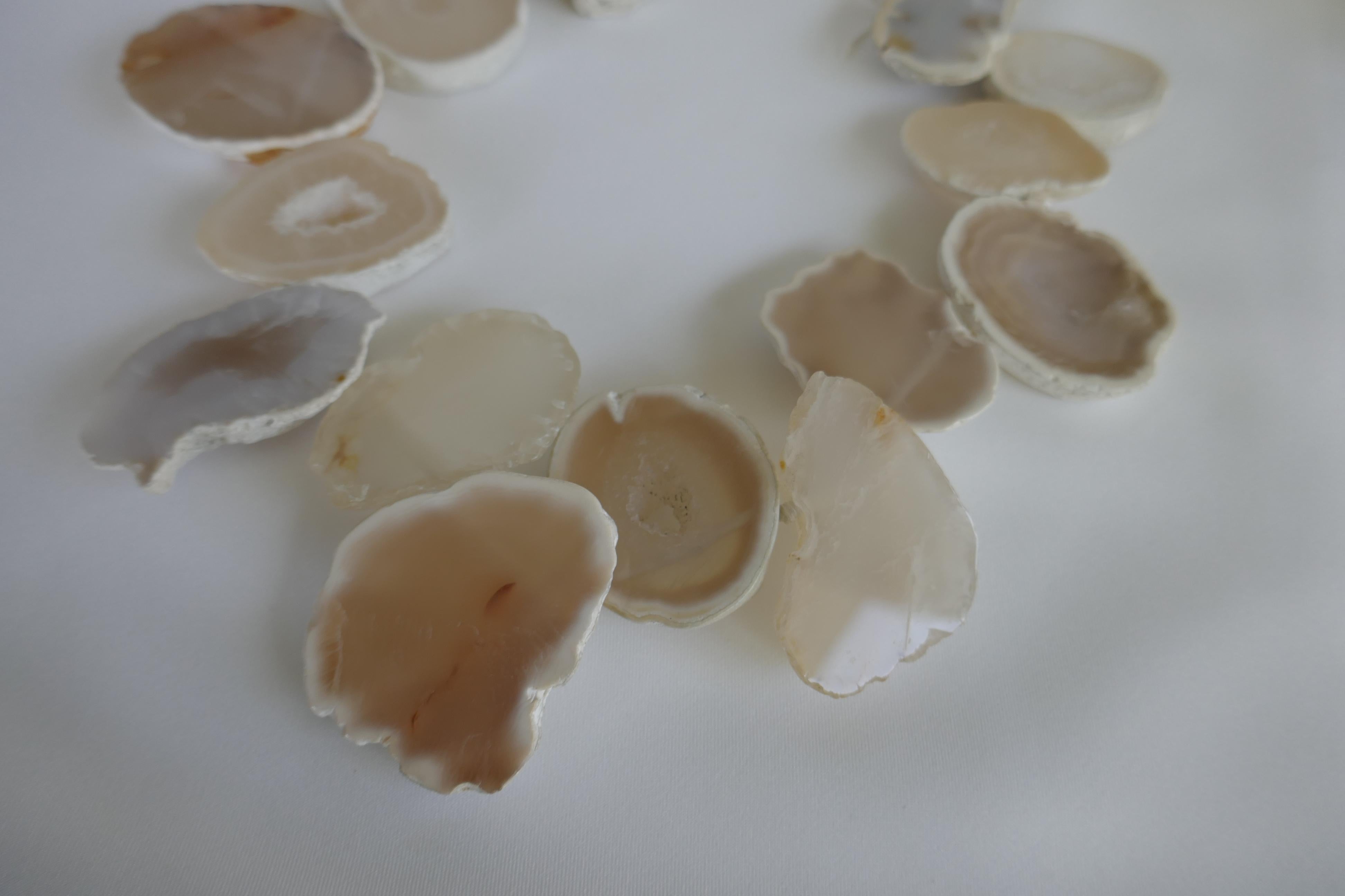 White Agate Natural Geods Gemstone Necklace For Sale 2