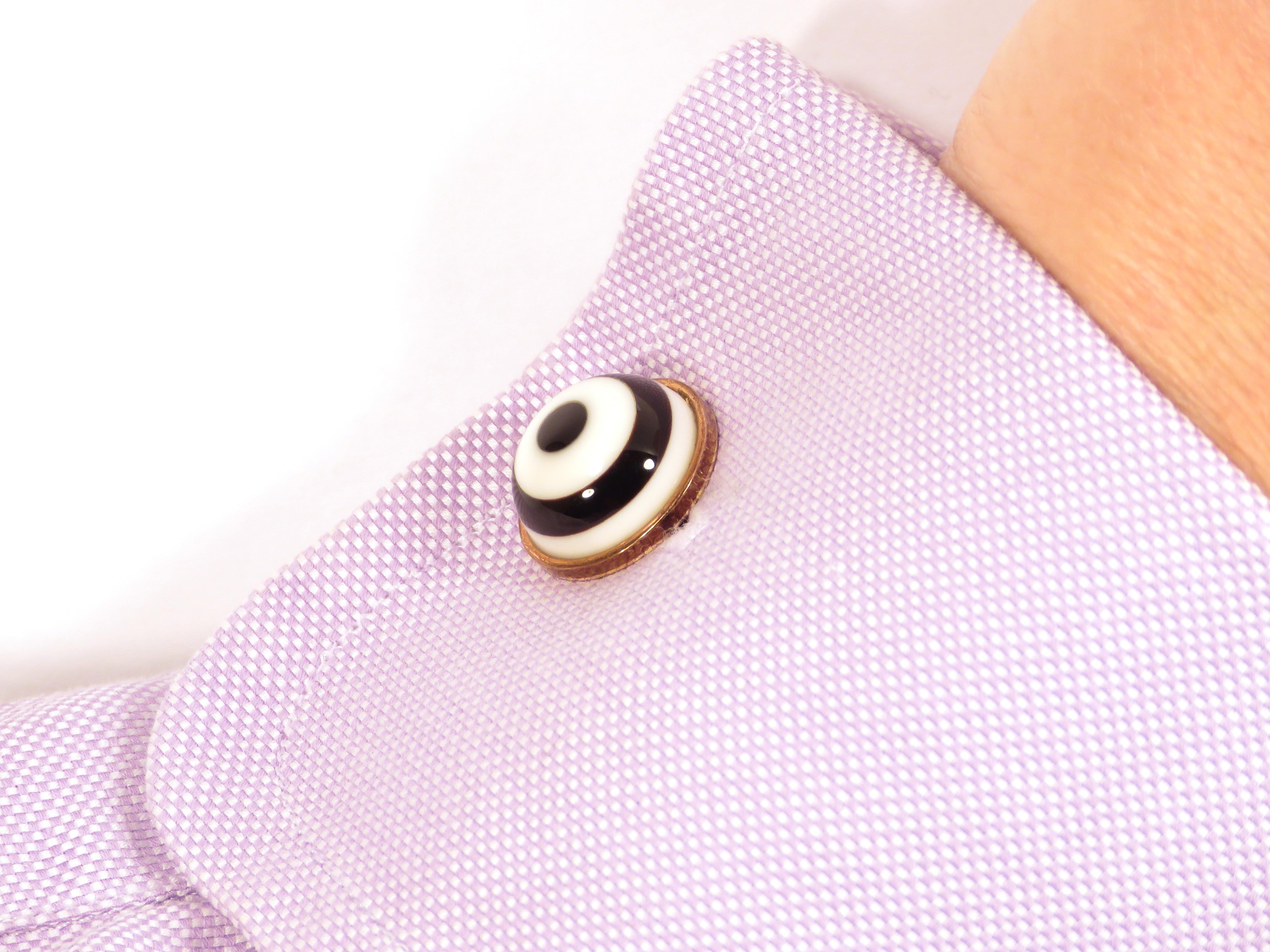 Contemporary White Agate Onyx 9 Karat Gold Cufflinks Handcrafted in Italy by Botta Gioielli