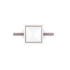 White Agate Pyramid White Diamonds 18 Karat Rose Gold Ring