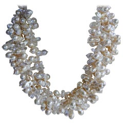 White Akoya Cultured Pearls Rock Crystal 925 Sterling Silver Clasp Necklace White Akoya Cultured Pearls Rock Crystal 925 Sterling Silver Clasp Necklace