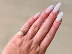 White Akoya Pearl and Diamond Ring Platinum