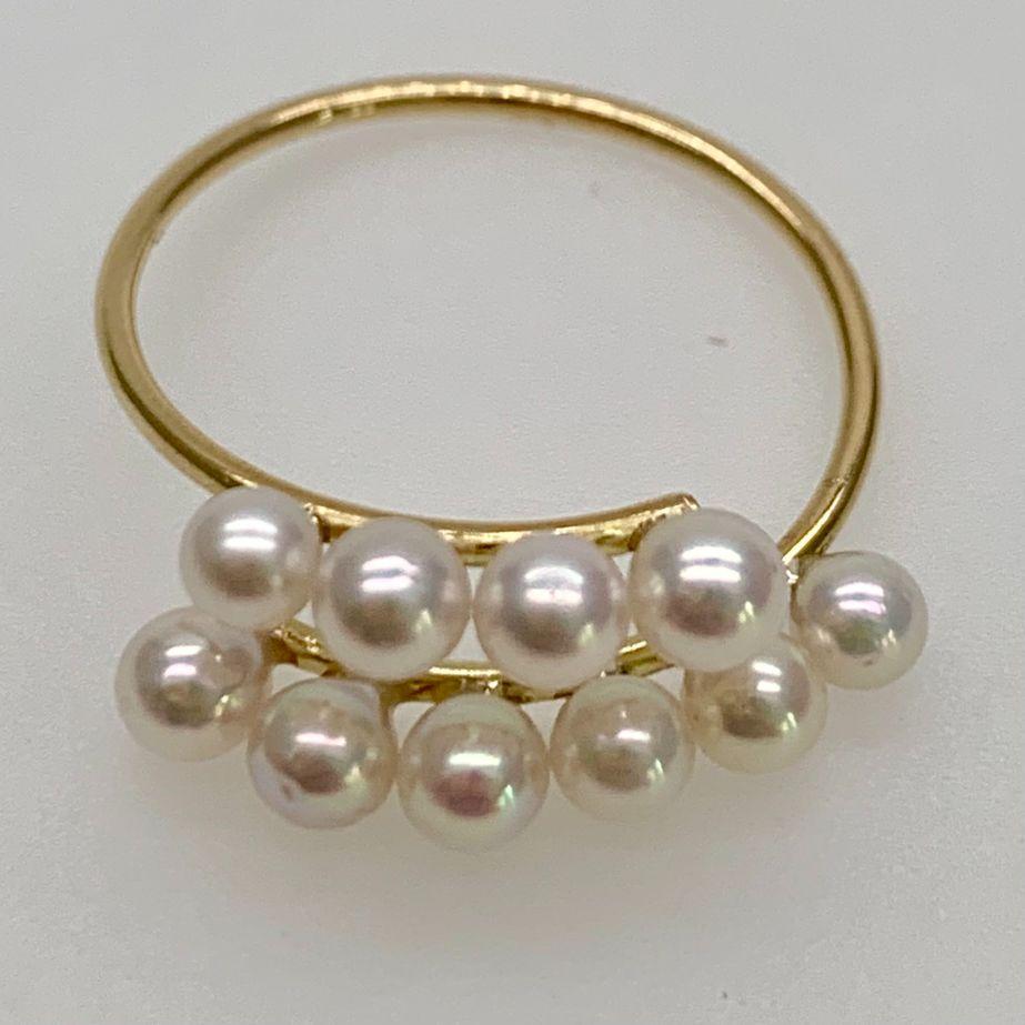 Artisan White Akoya Pearl Gold Ring, 'R51' For Sale