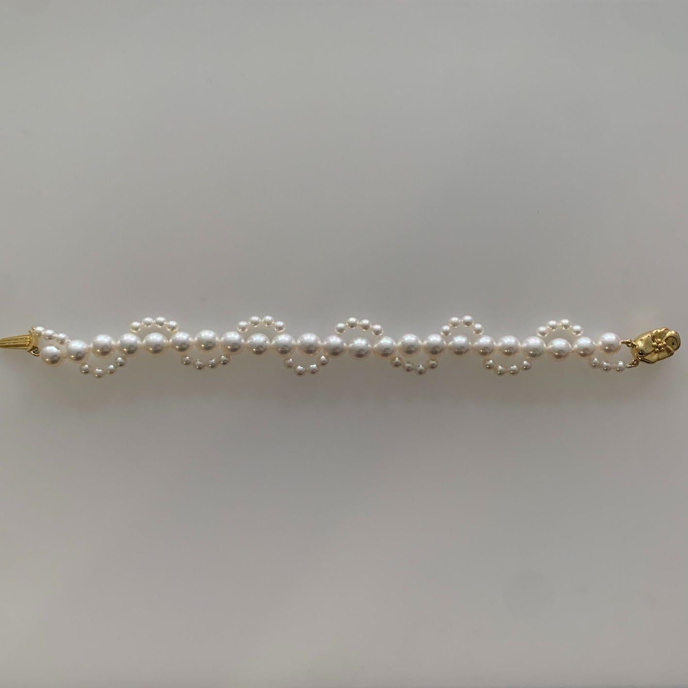 Artisan White Akoya Pearl Woven Strand Bracelet, 'BL50' For Sale