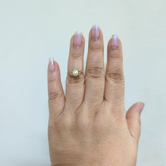 White Akoya Round Pearl Ring in 14K Yellow Gold