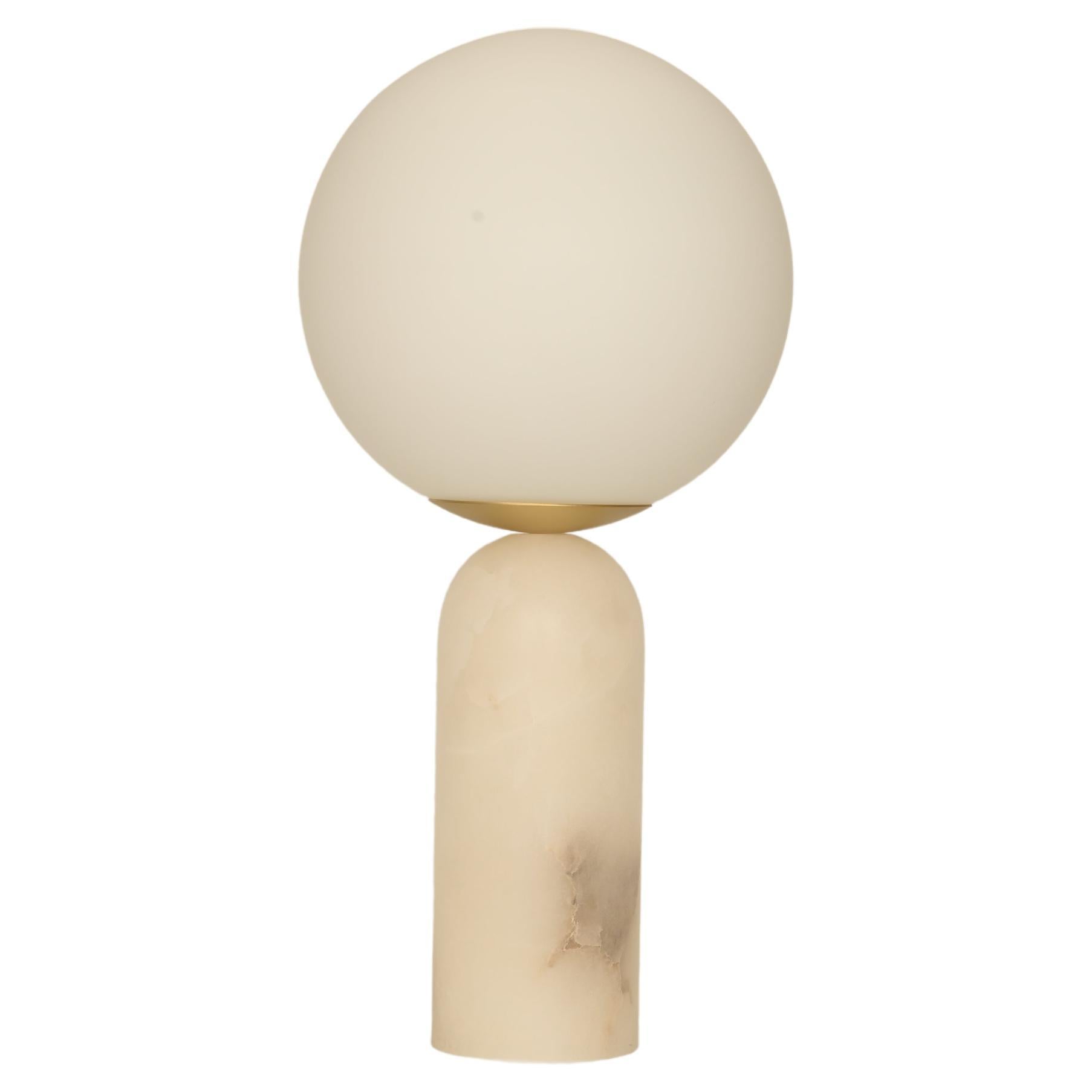 White Alabaster and Brass Atlas Table Lamp by Simone & Marcel For Sale