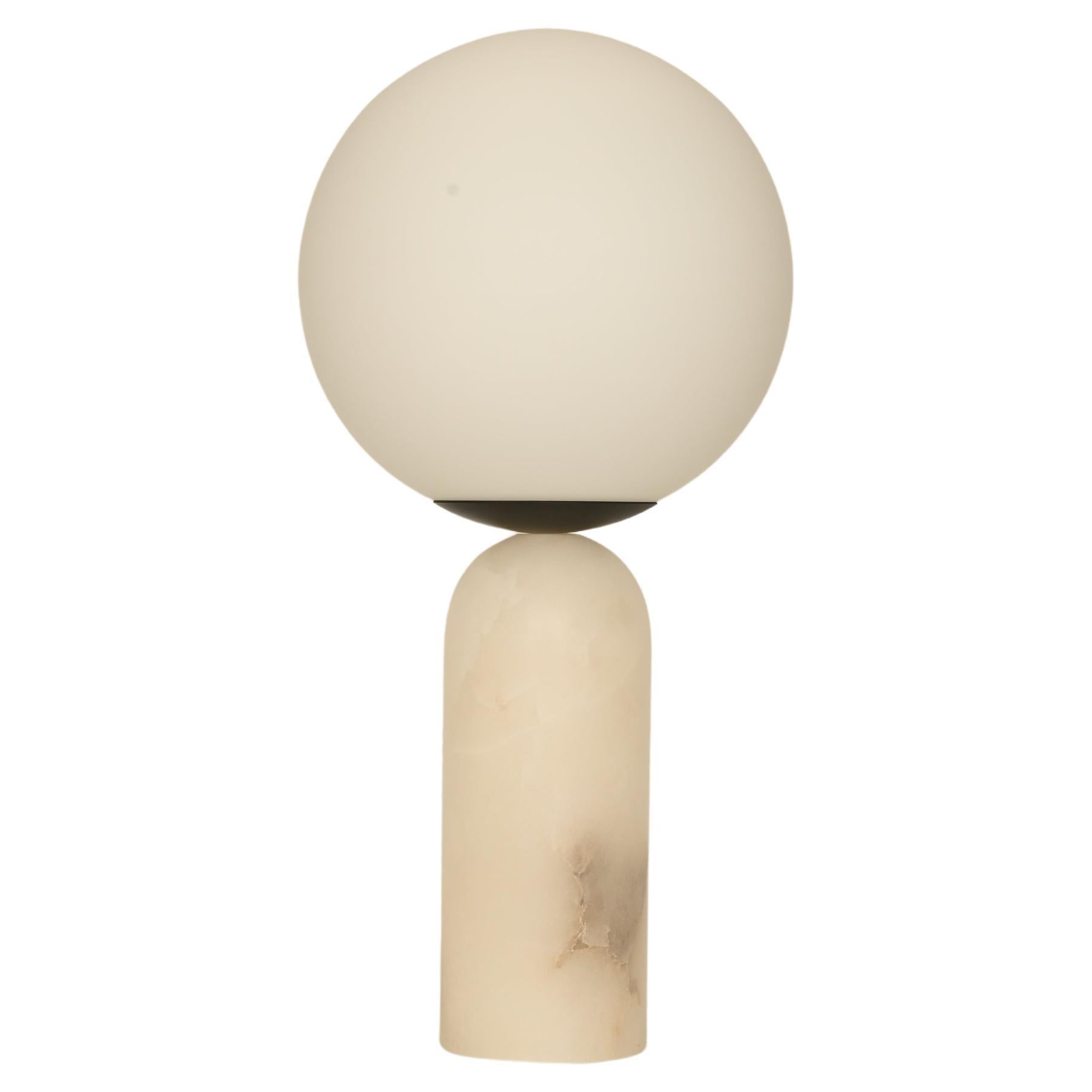 White Alabaster and Steel Atlas Table Lamp by Simone & Marcel
