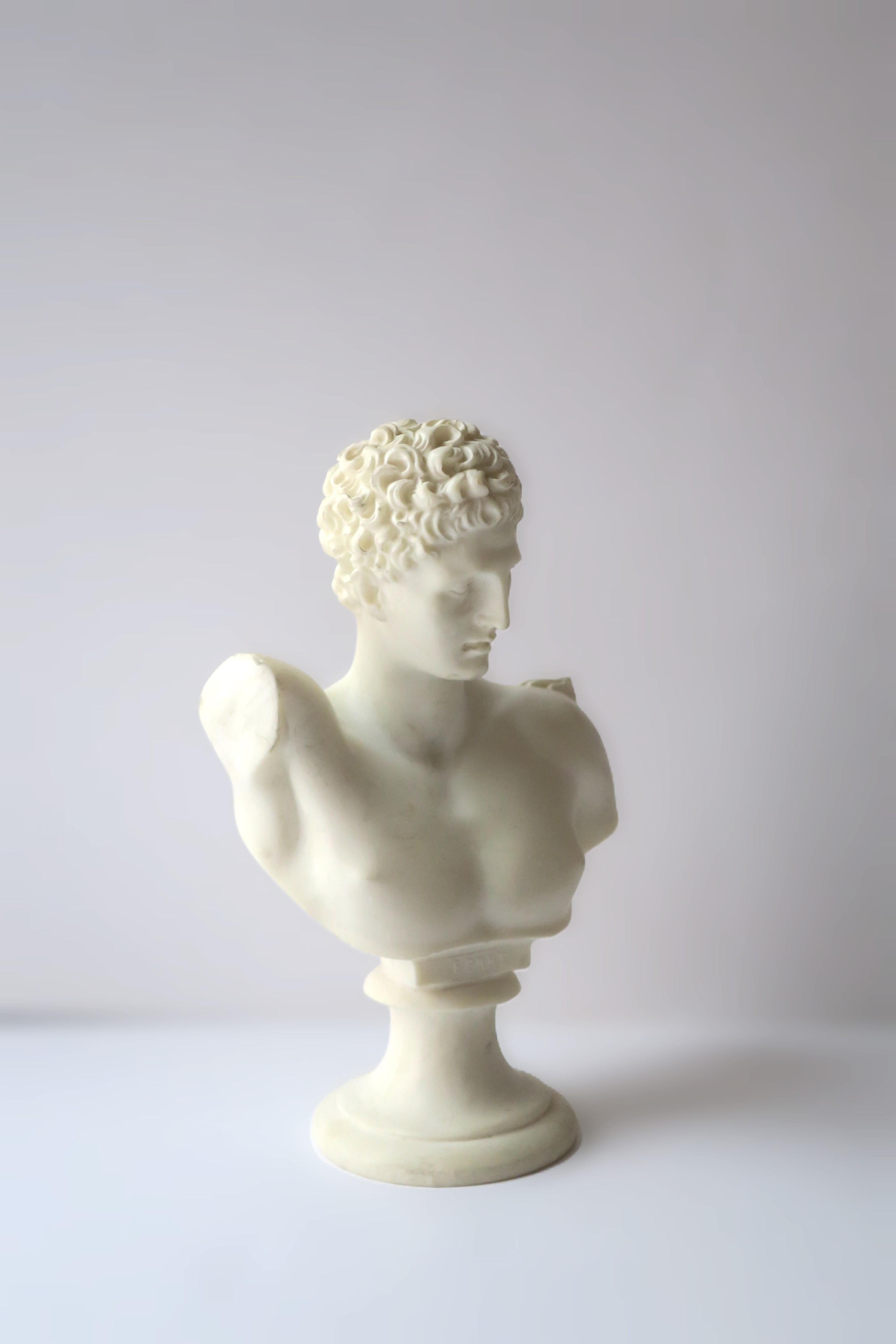 White Alabaster Bust of Hermes In Good Condition For Sale In New York, NY