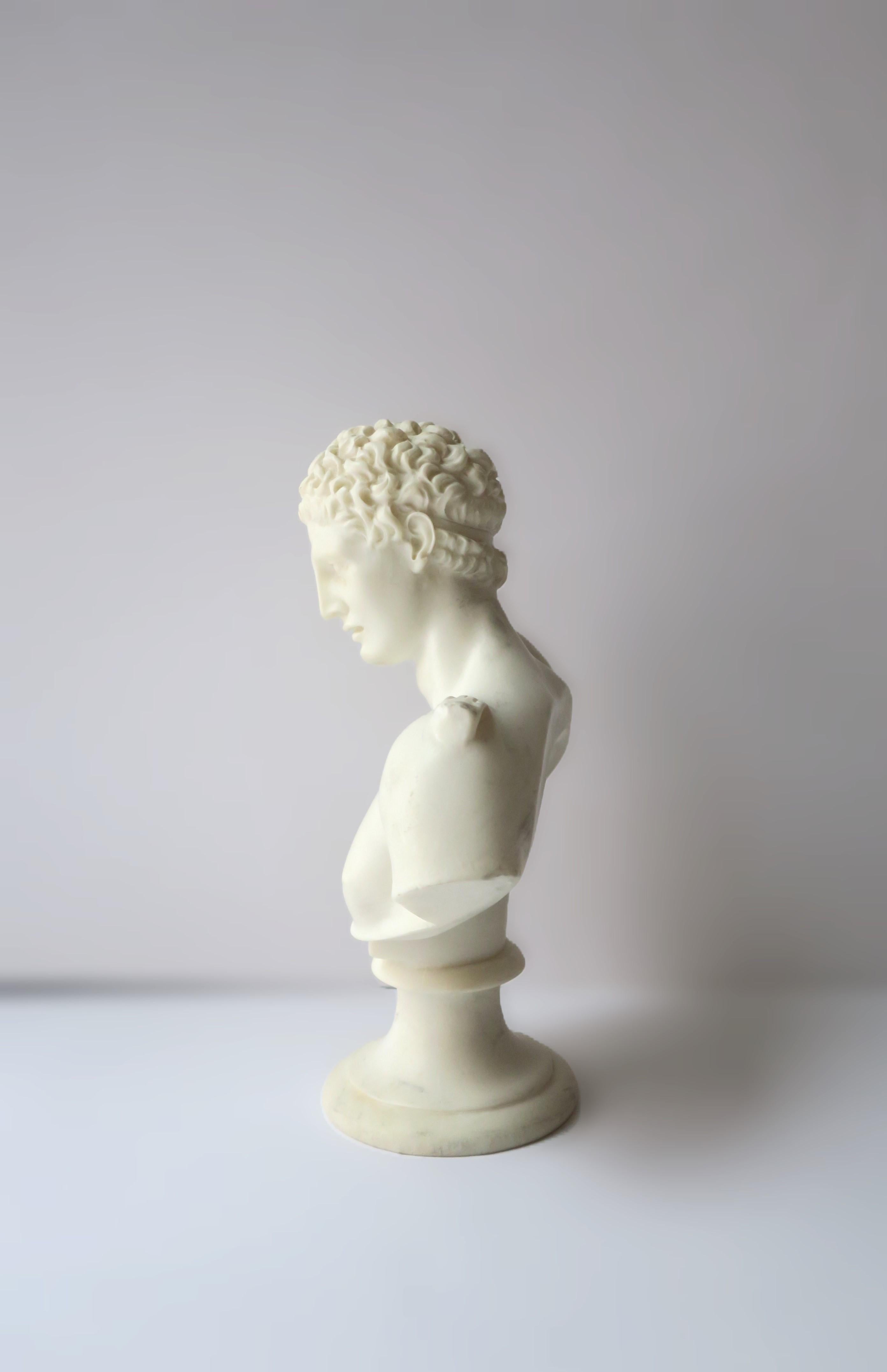 20th Century White Alabaster Bust of Hermes For Sale