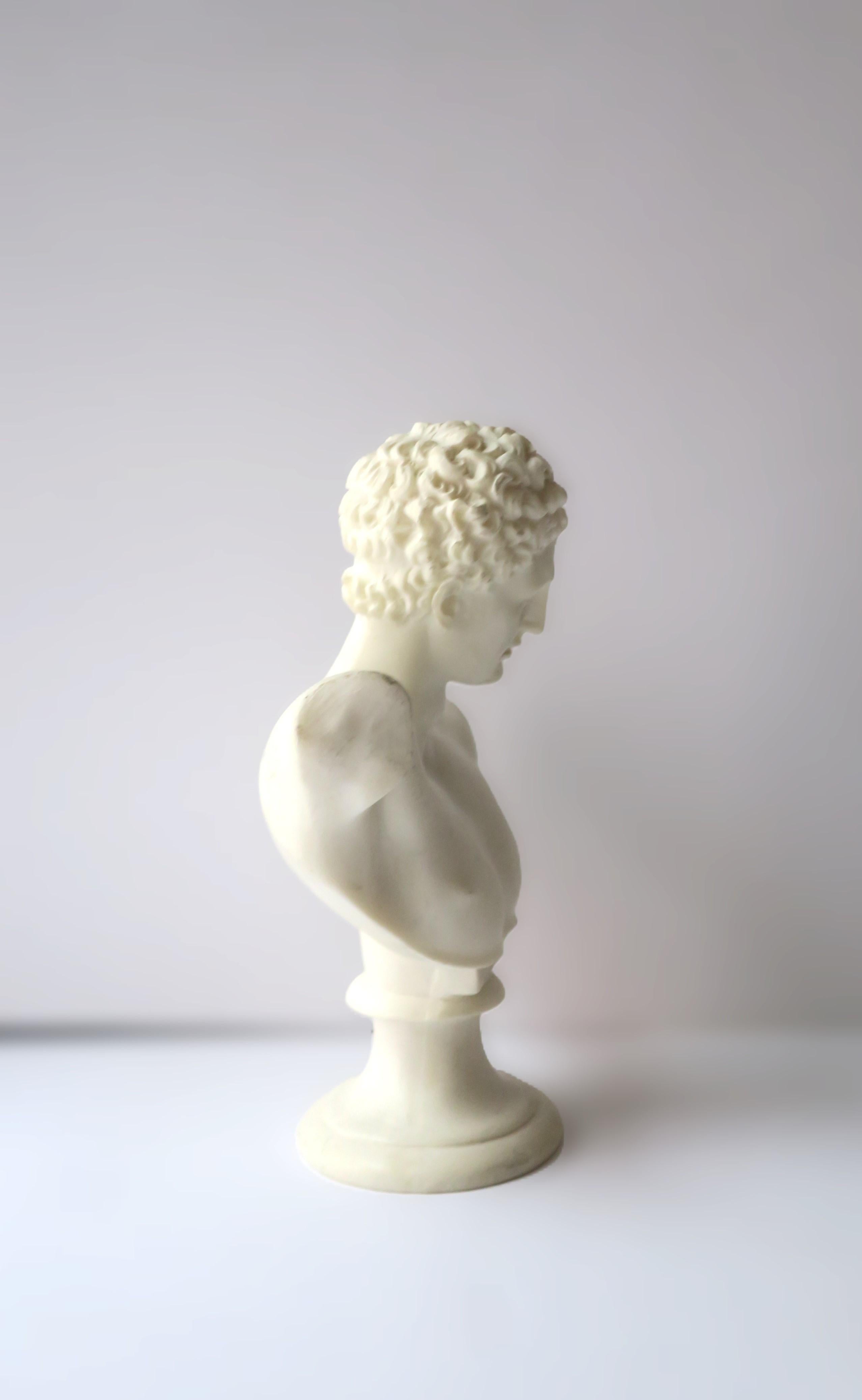 White Alabaster Bust of Hermes For Sale 1
