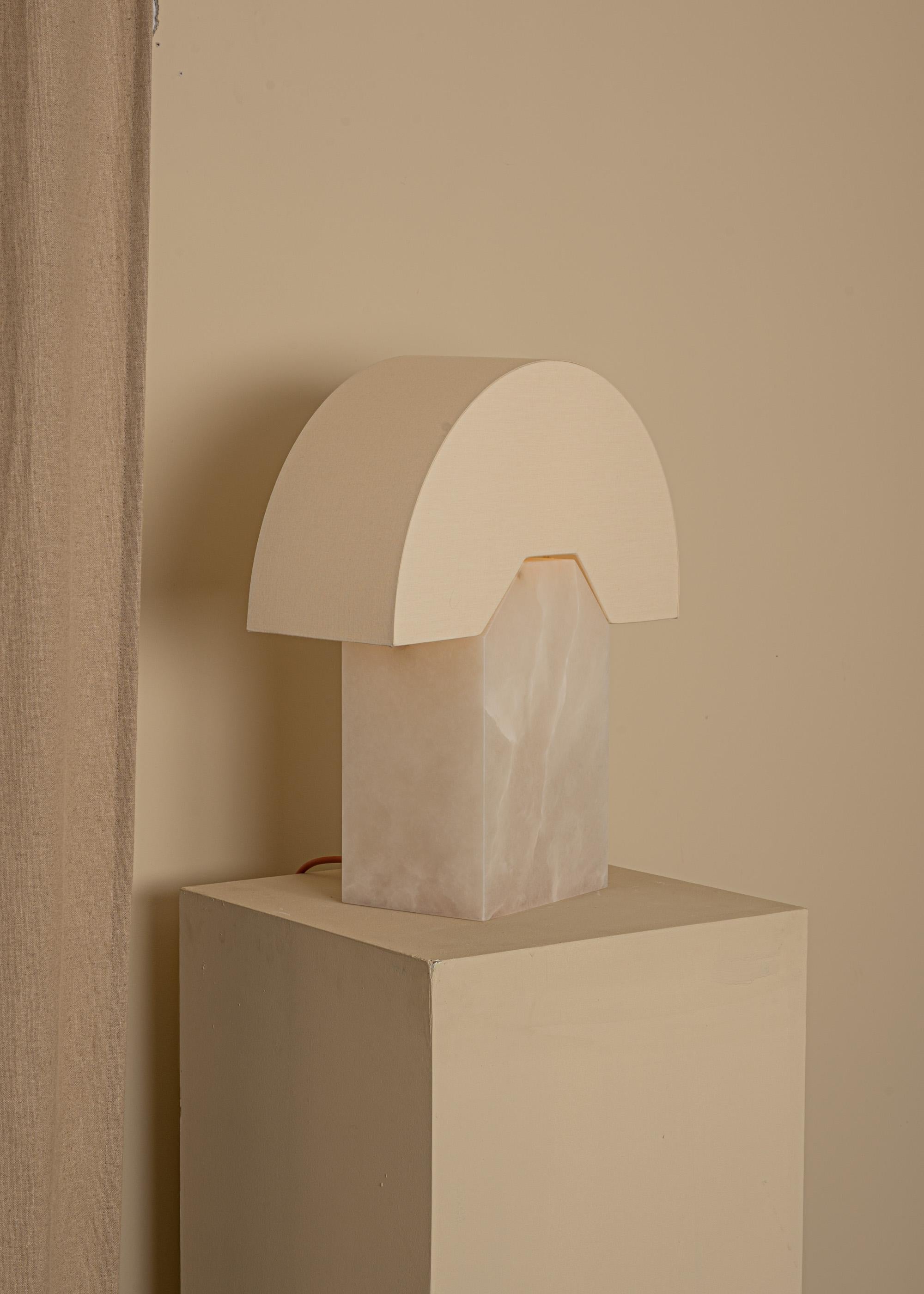 Spanish White Alabaster Edna Table Lamp by Simone & Marcel For Sale