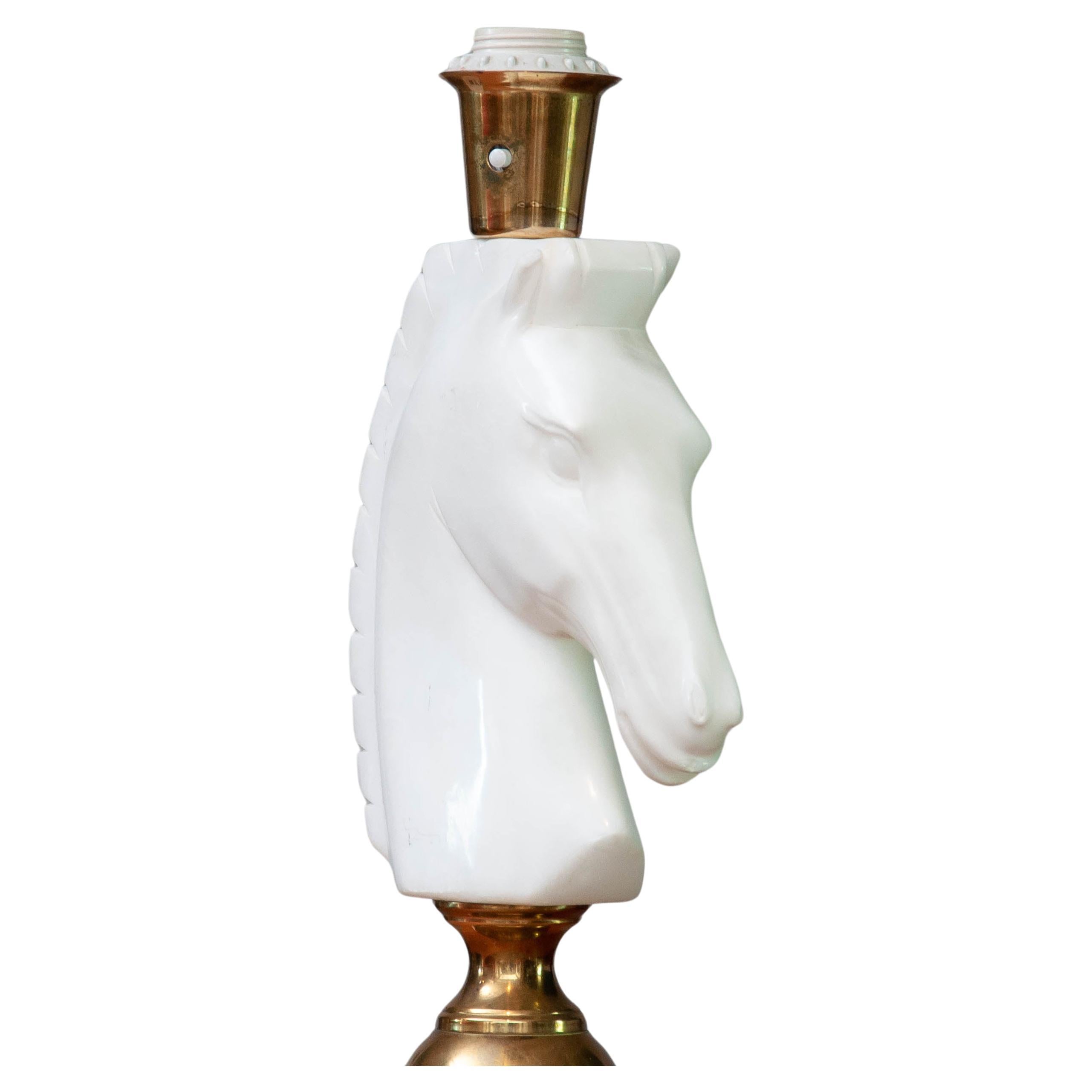 White Alabaster Horse Head Shaped Table lamp. 1970 Italy