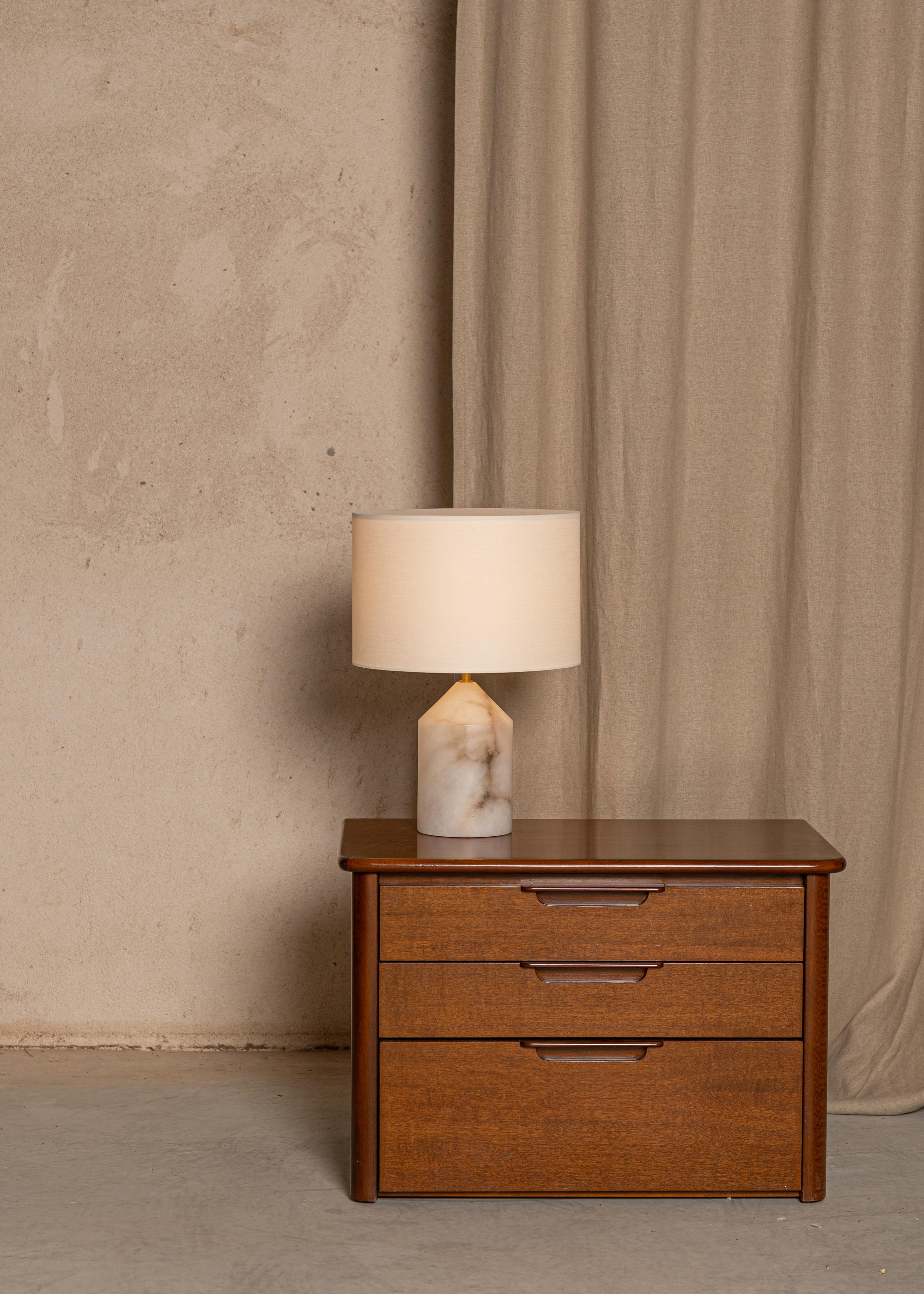 White Alabaster Josef Table Lamp by Simone & Marcel For Sale 1