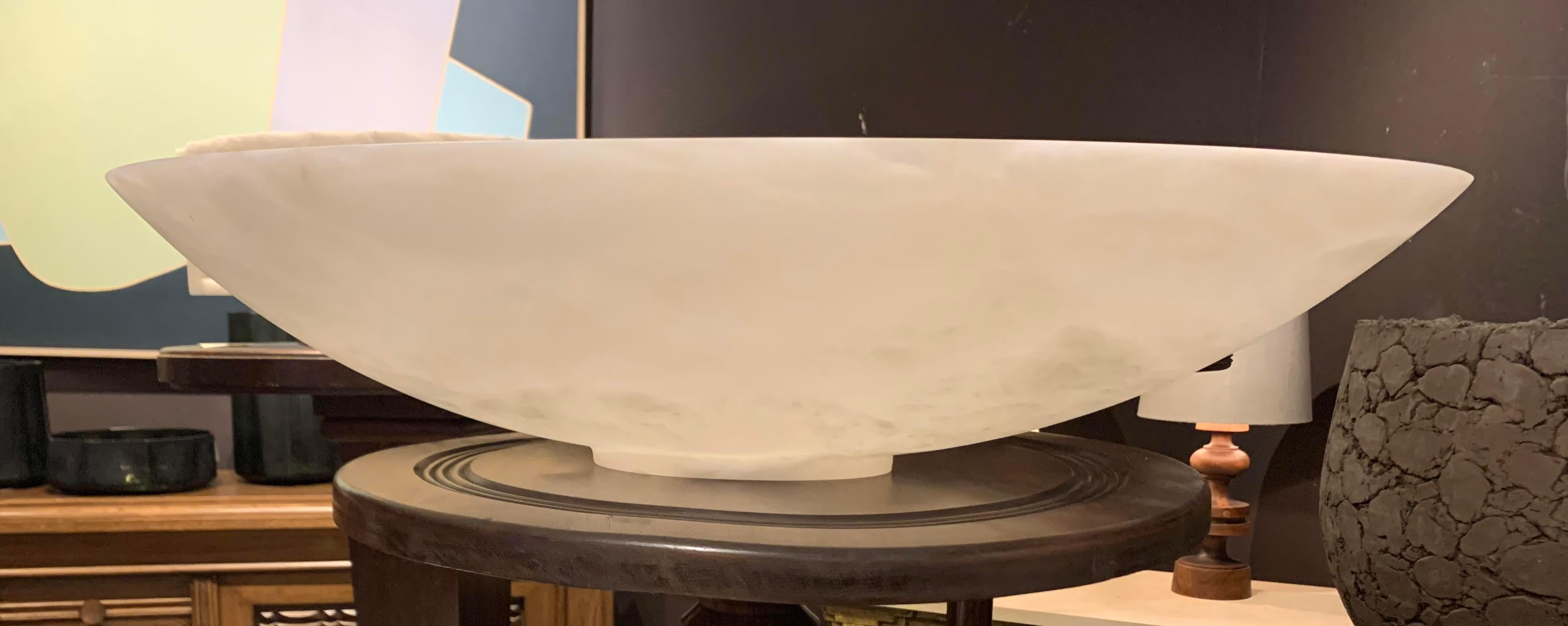Italian White Alabaster Large Oval Shaped Bowl, Italy, Contemporary For Sale