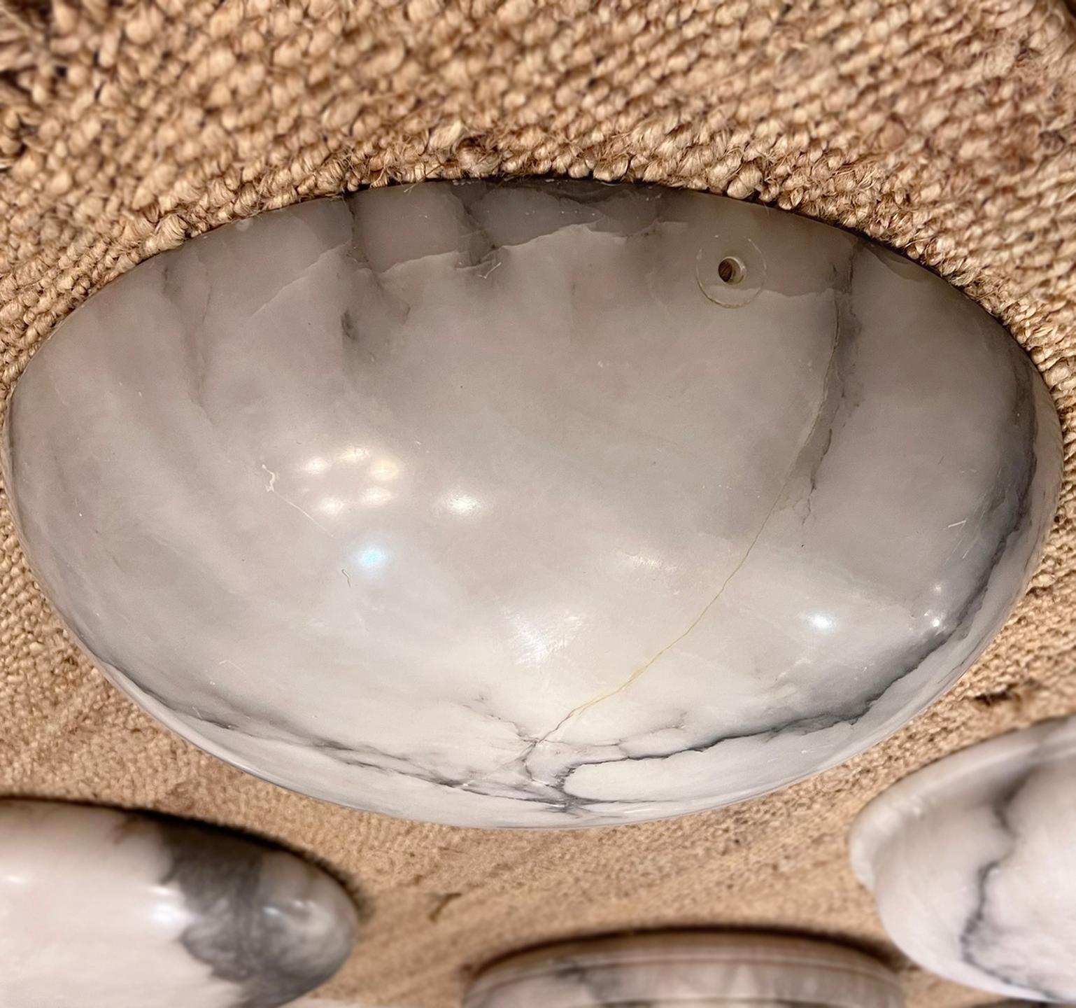 White Alabaster Light Fixture In Good Condition For Sale In New York, NY