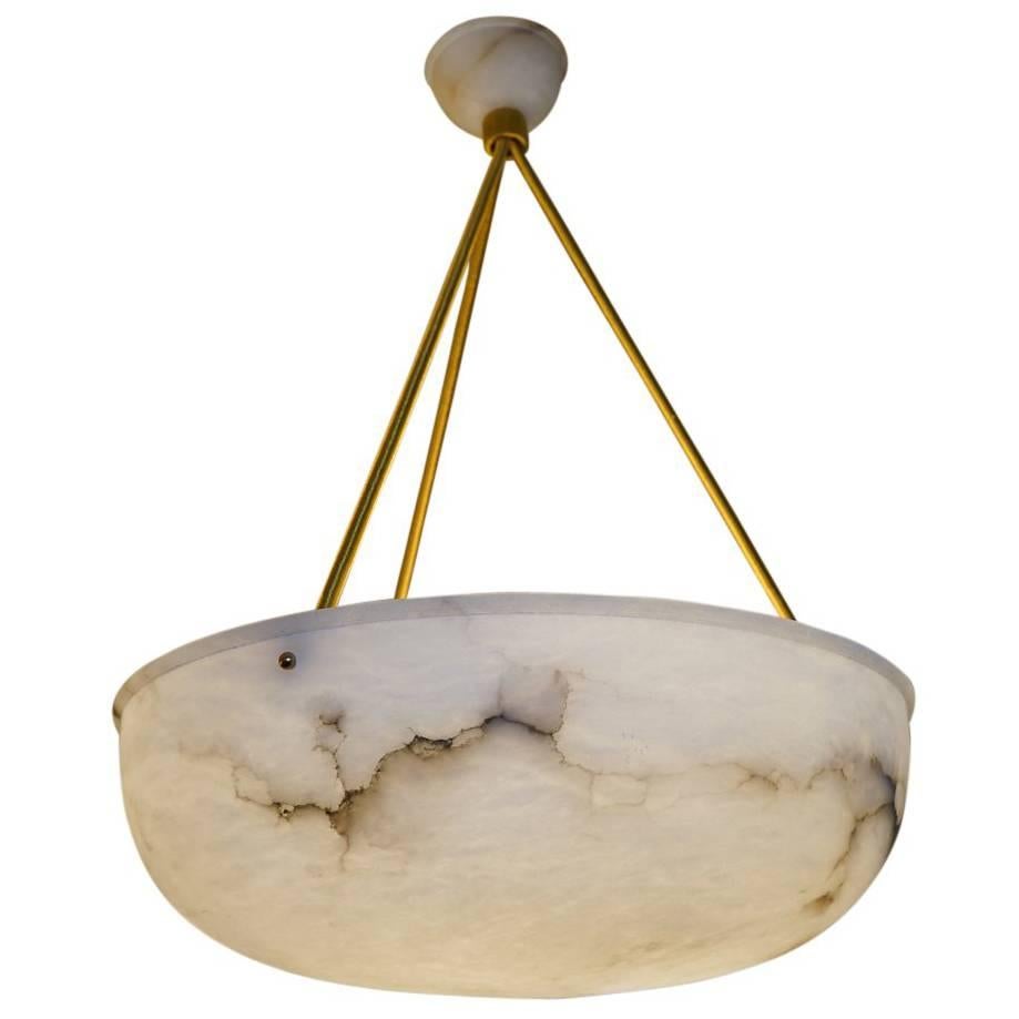 White Alabaster Pendant with Light Mineral Veining, Sweden, circa 1900