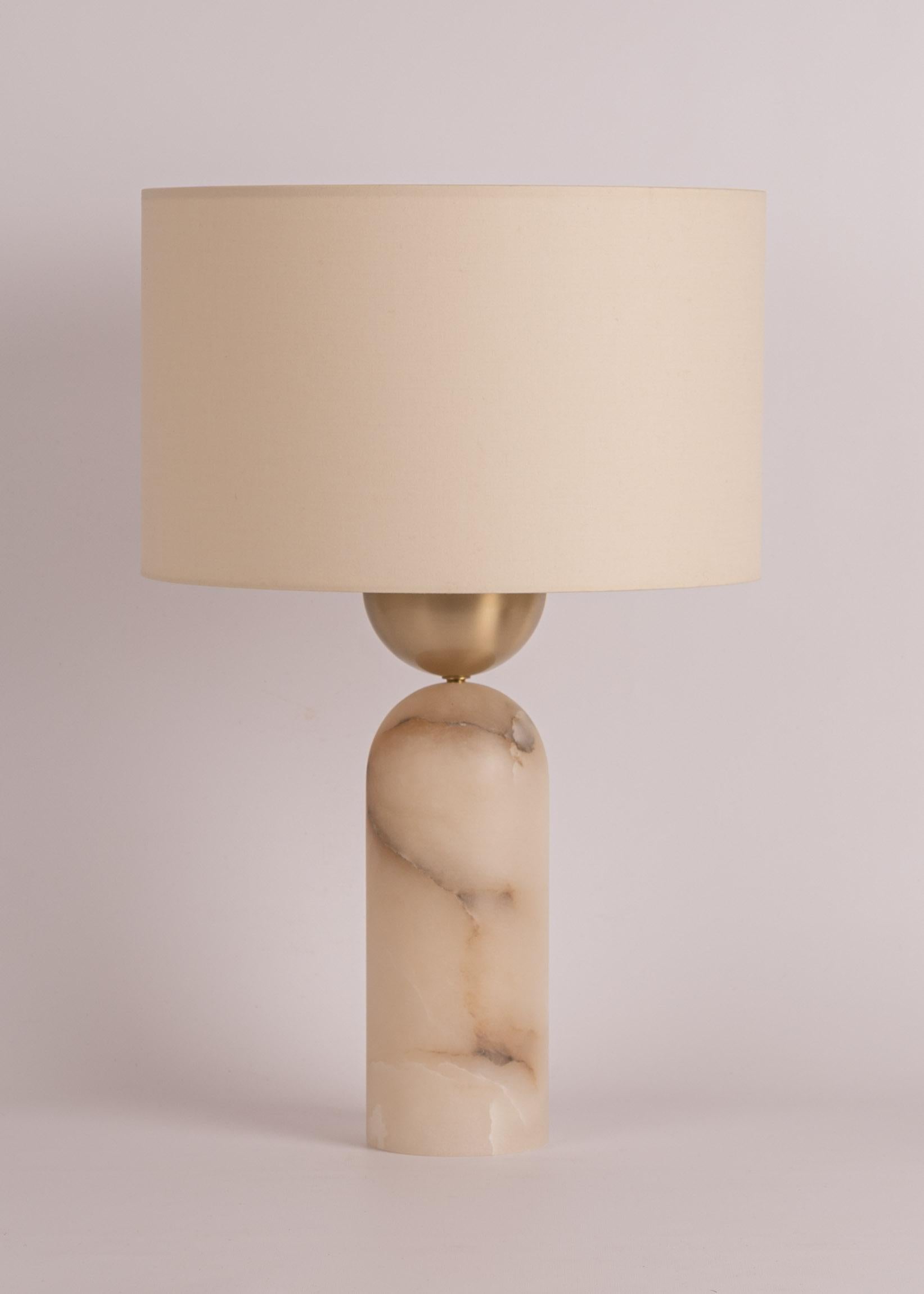White Alabaster Peona Table Lamp by Simone & Marcel
Dimensions: Ø 40 x H 61 cm.
Materials: Brass, cotton and white alabaster.

Also available in different marble, wood and alabaster options and finishes. Custom options available on request. Please