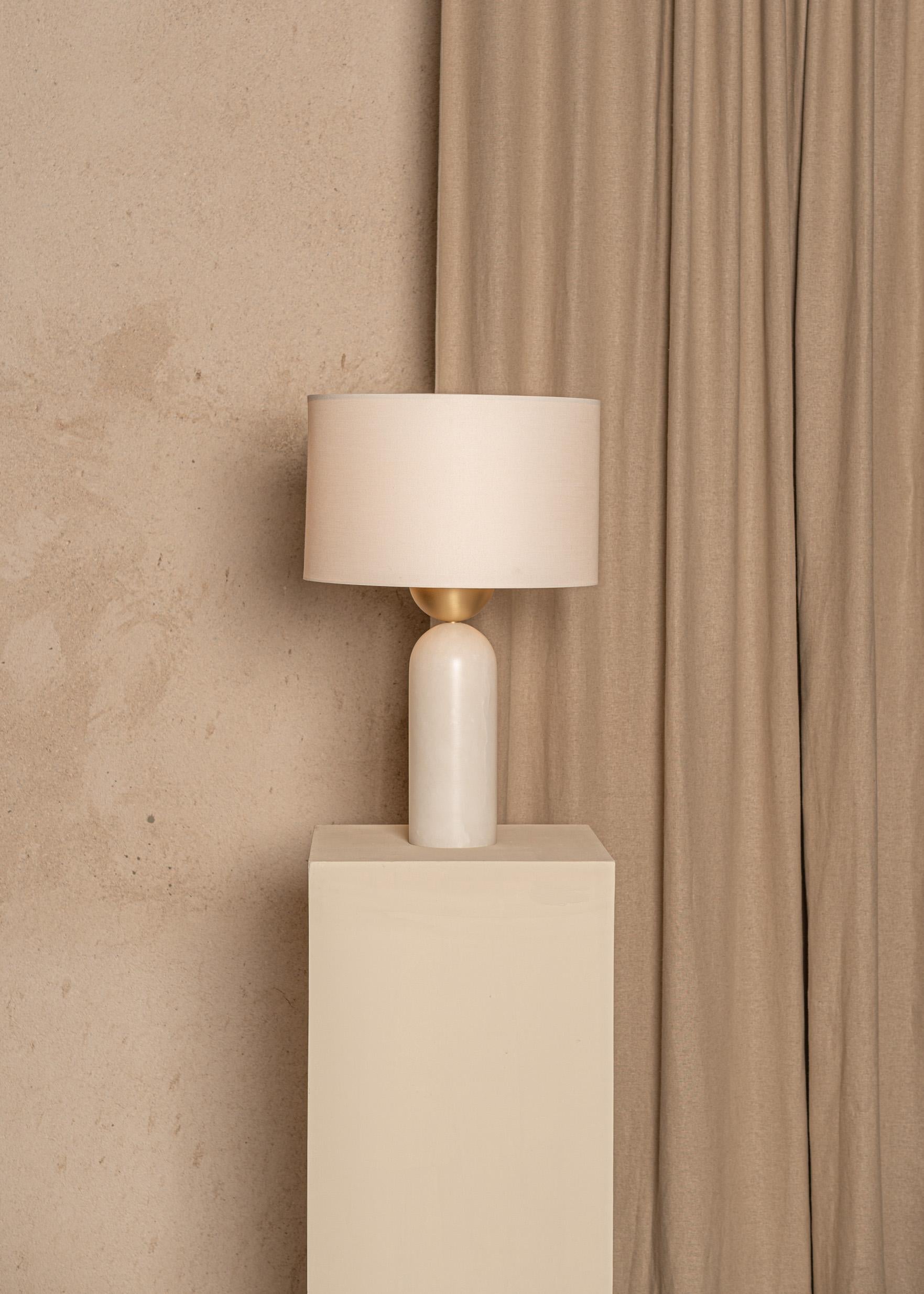 Contemporary White Alabaster Peona Table Lamp by Simone & Marcel For Sale