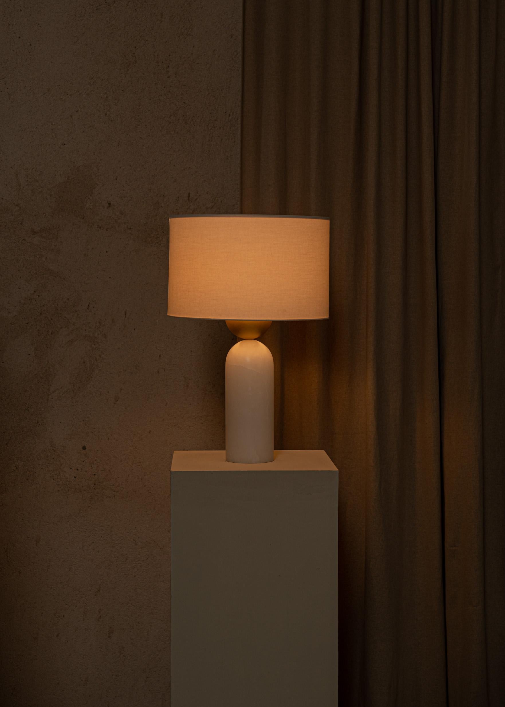 Brass White Alabaster Peona Table Lamp by Simone & Marcel For Sale