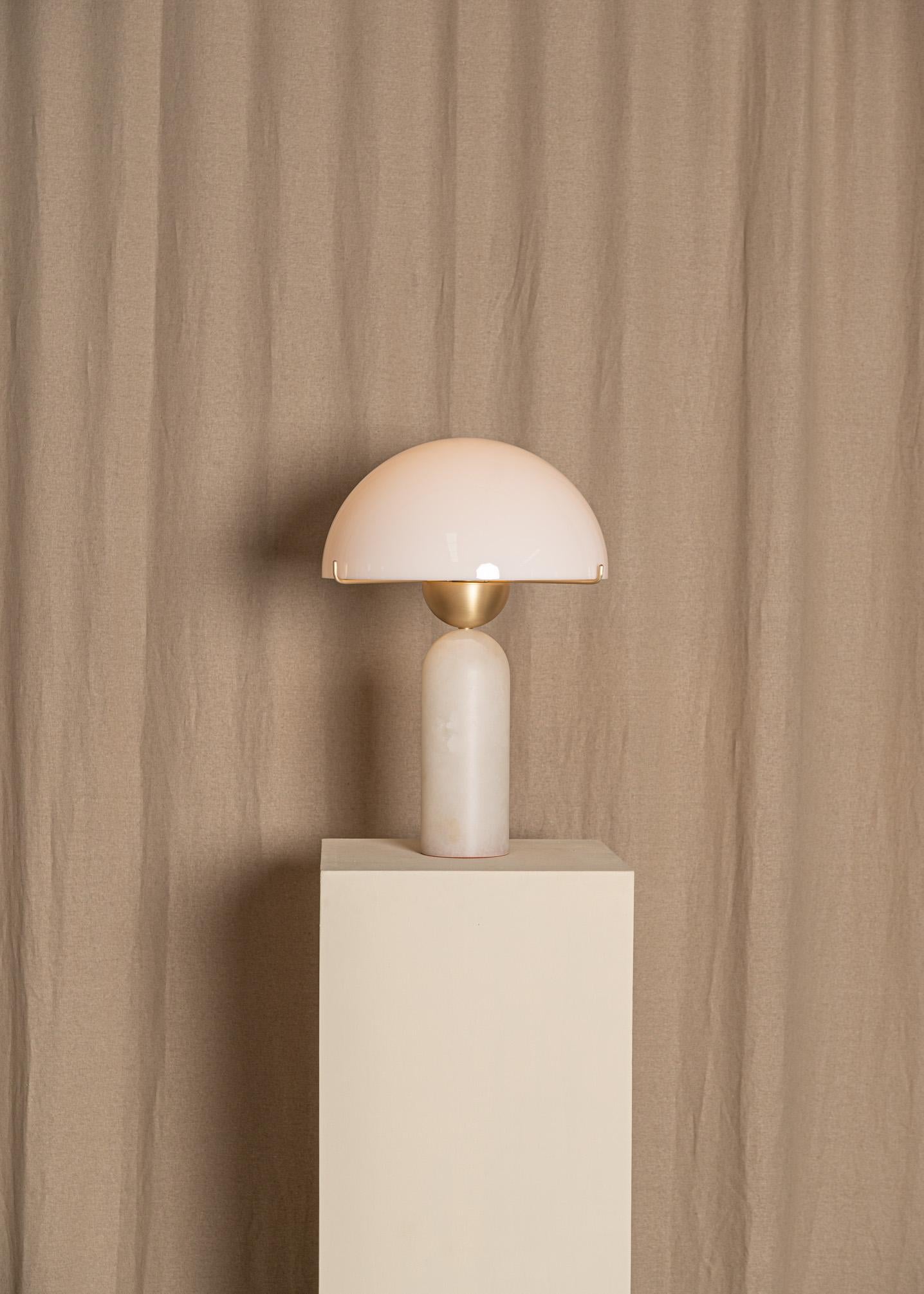 Contemporary White Alabaster Peono Table Lamp by Simone & Marcel For Sale