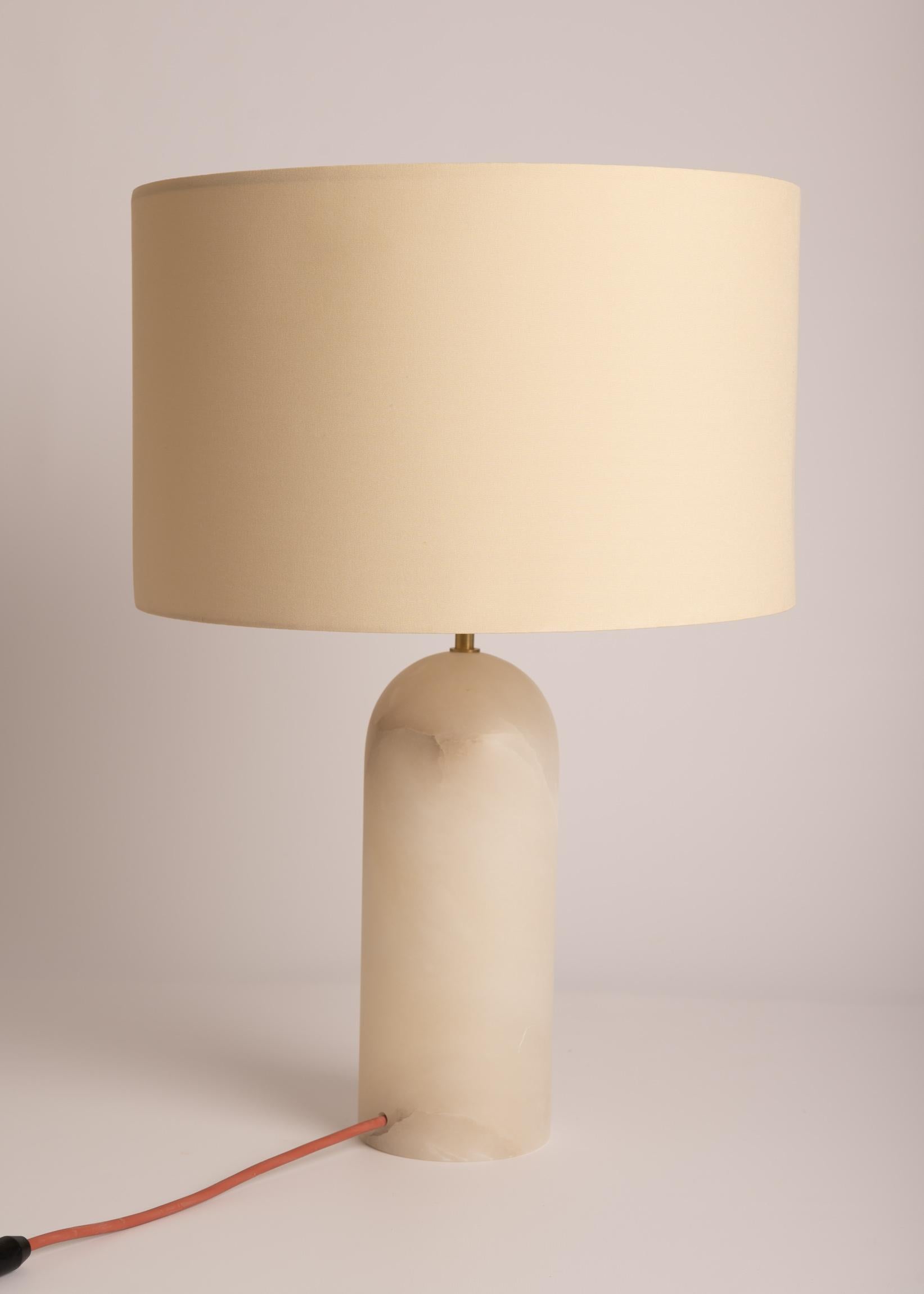 Spanish White Alabaster Pura Table Lamp by Simone & Marcel For Sale