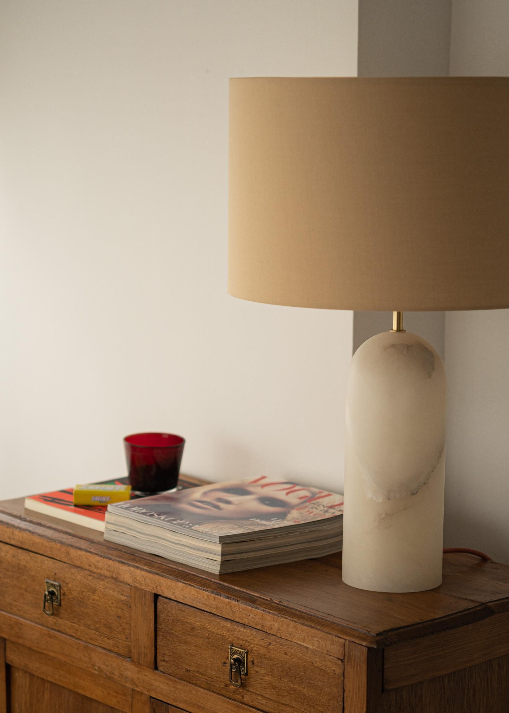 Brass White Alabaster Pura Table Lamp by Simone & Marcel For Sale