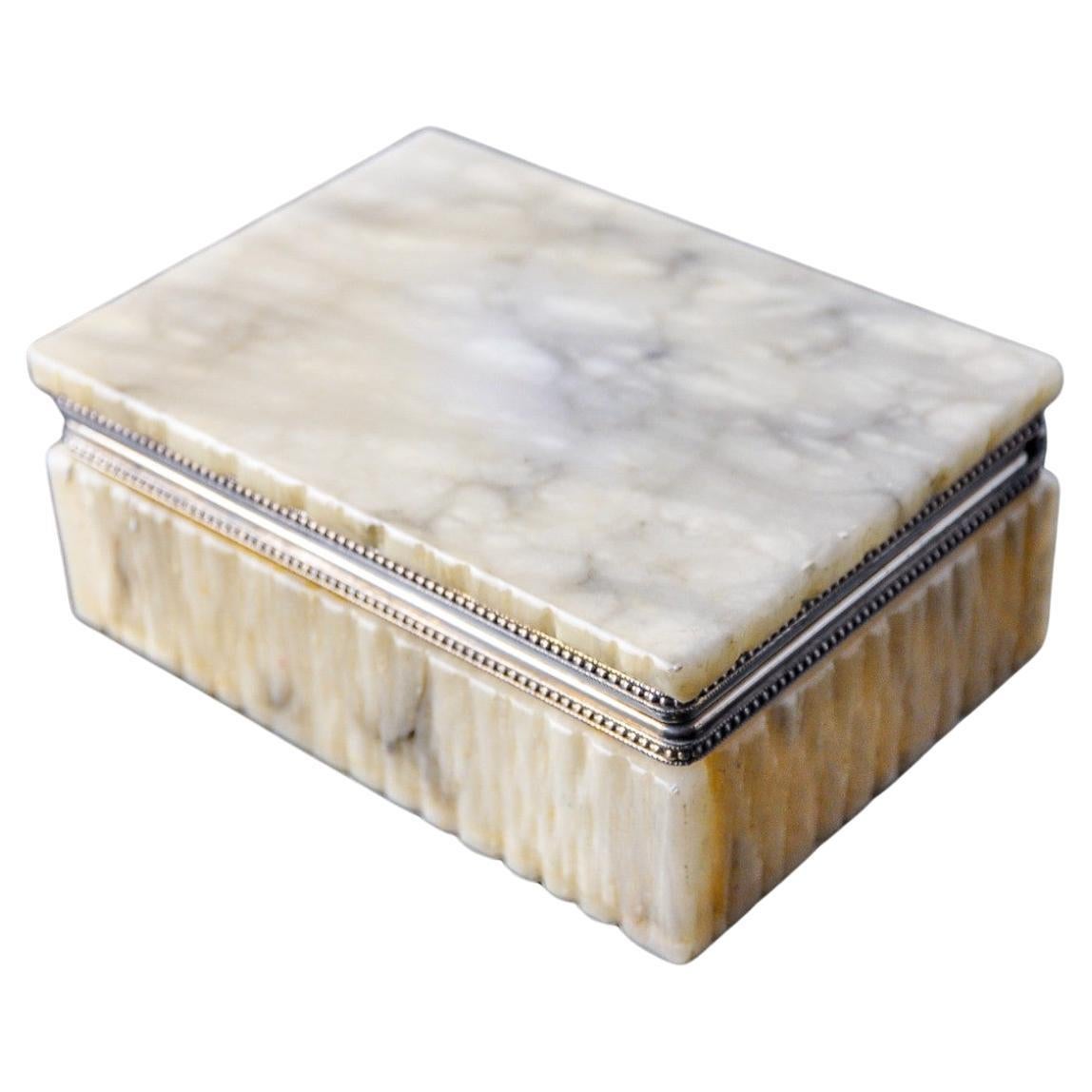 White alabaster vanity box by Romano Bianchi, Italy, 1970