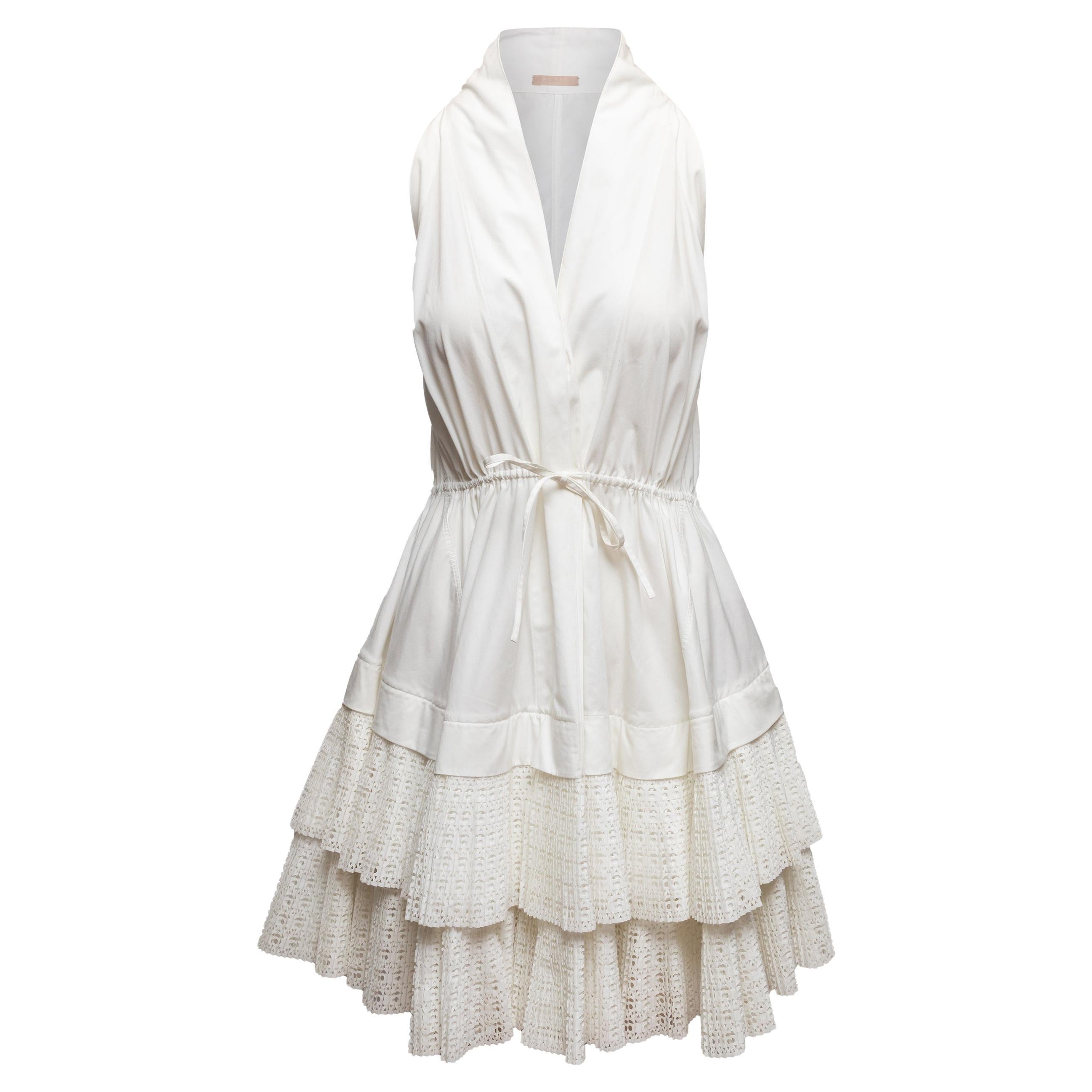 Whiting Alaia Ruffle-Trimmed Sleeveless Dress Size FR 38