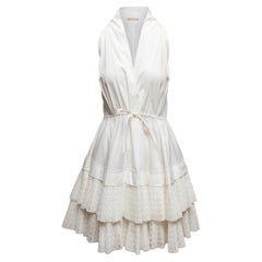 Weißes Alaia Ärmelloses Kleid mit Rüschenbesatz Größe FR 38