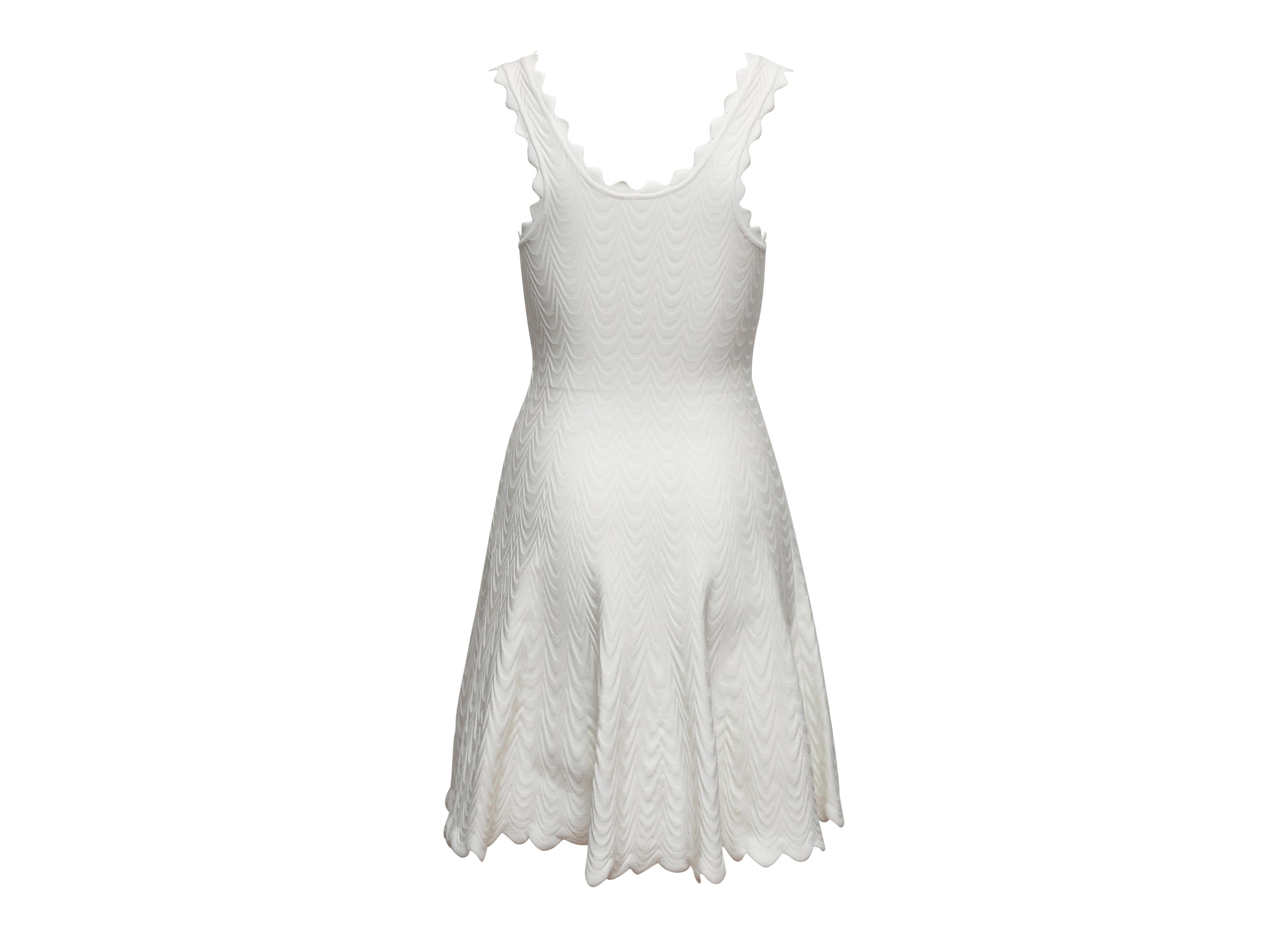 Gray White Alaia Sleeveless Fit & Flare Wave Dress Size IT 38