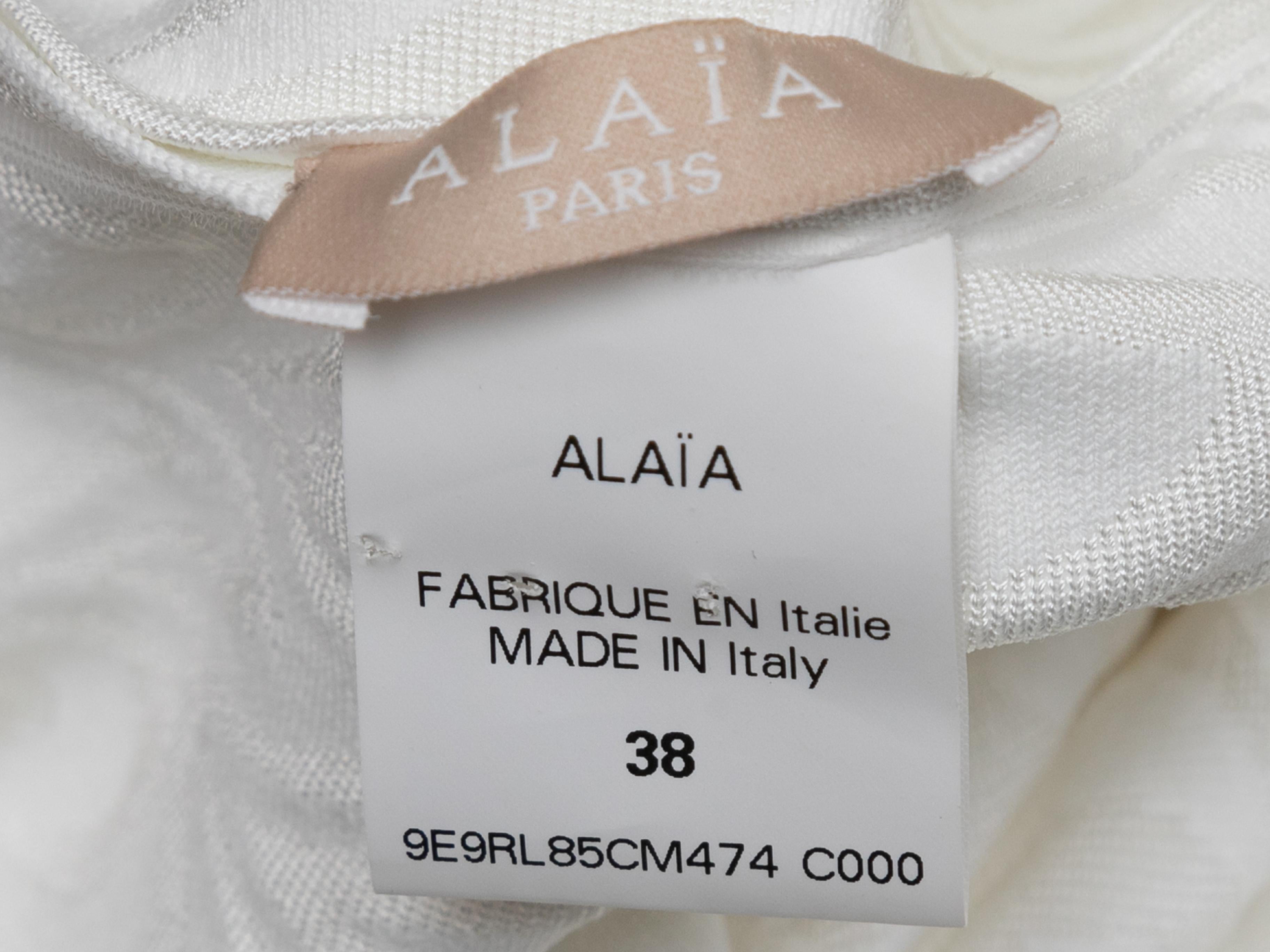 Women's White Alaia Sleeveless Fit & Flare Wave Dress Size IT 38