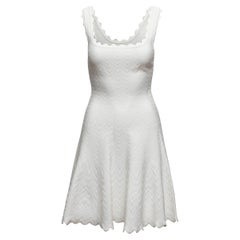 White Alaia Sleeveless Fit & Flare Wave Dress Size IT 38