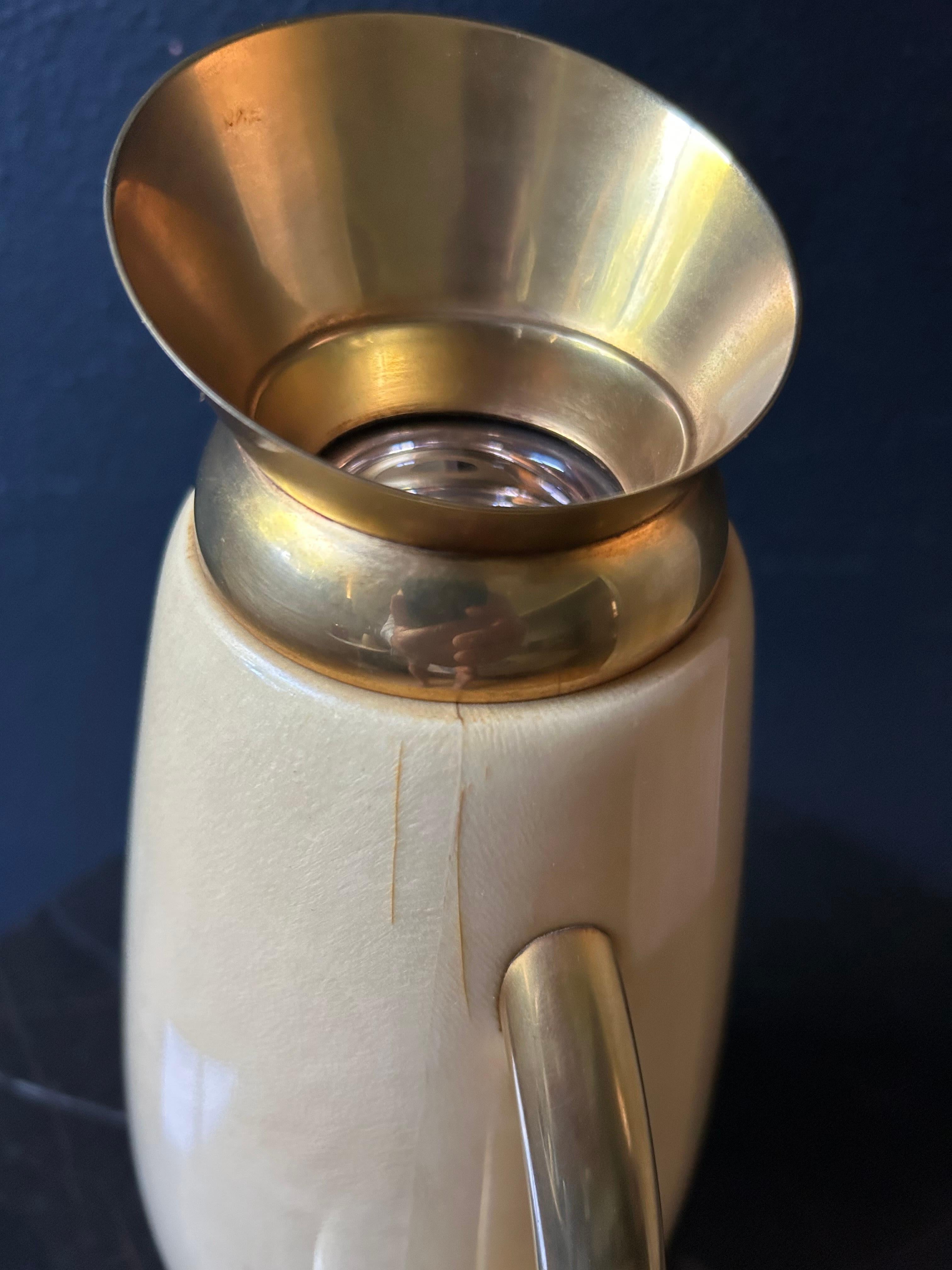 Italian White Aldo Tura Thermos Carafe, Italy, 1960's, Hollywood Regency For Sale